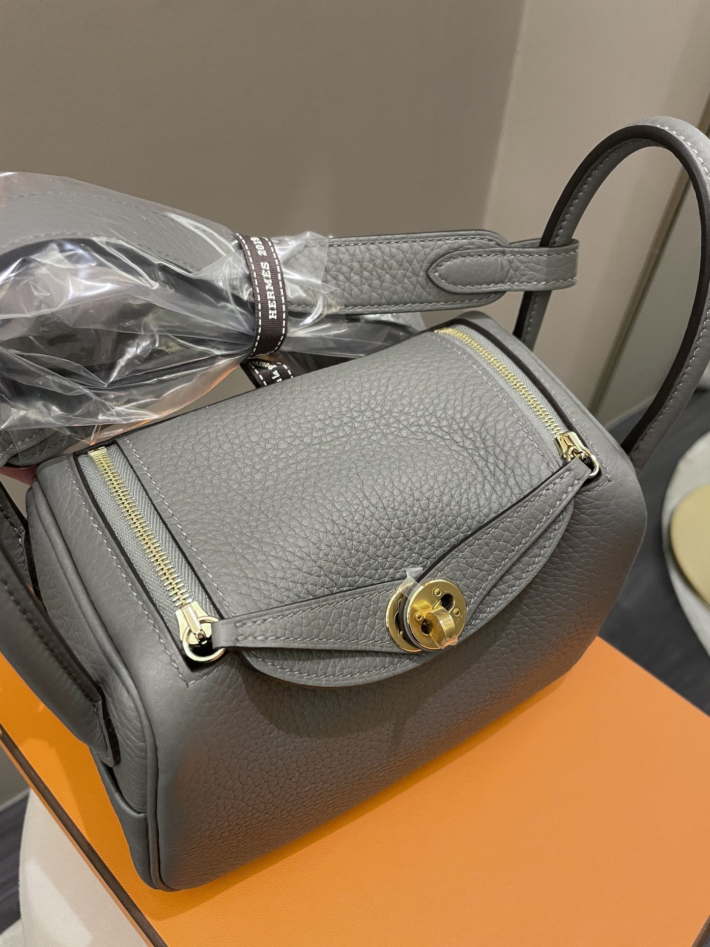 Hermes Mini Lindy Gris Meyer Clemence