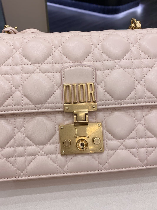 Dior Addict Cannage Chain Flap Beige Lambskin