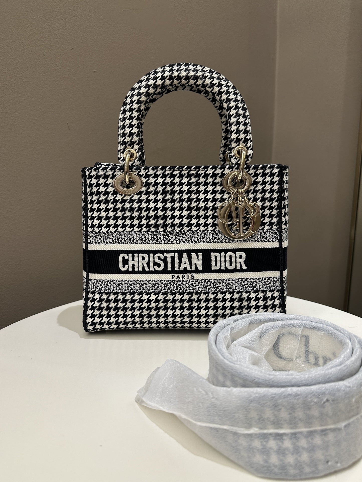 Dior Lady Dior Lite Houndstooth Embroidery