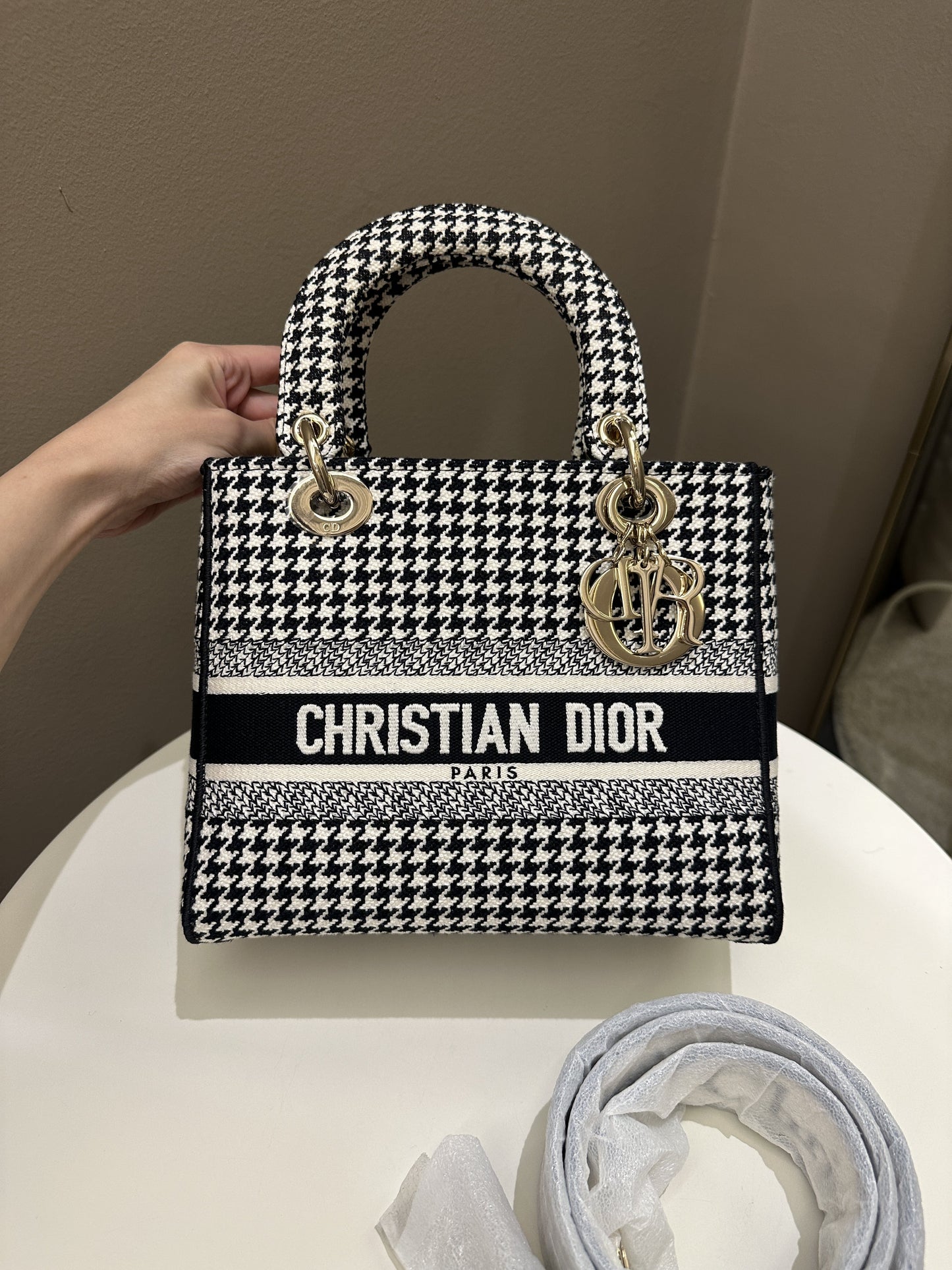 Dior Lady Dior Lite Houndstooth Embroidery