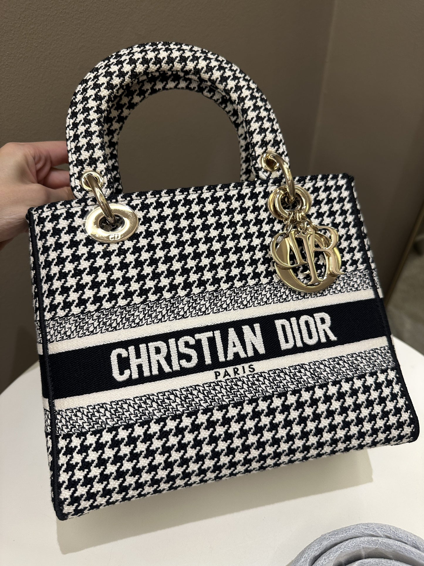 Dior Lady Dior Lite Houndstooth Embroidery