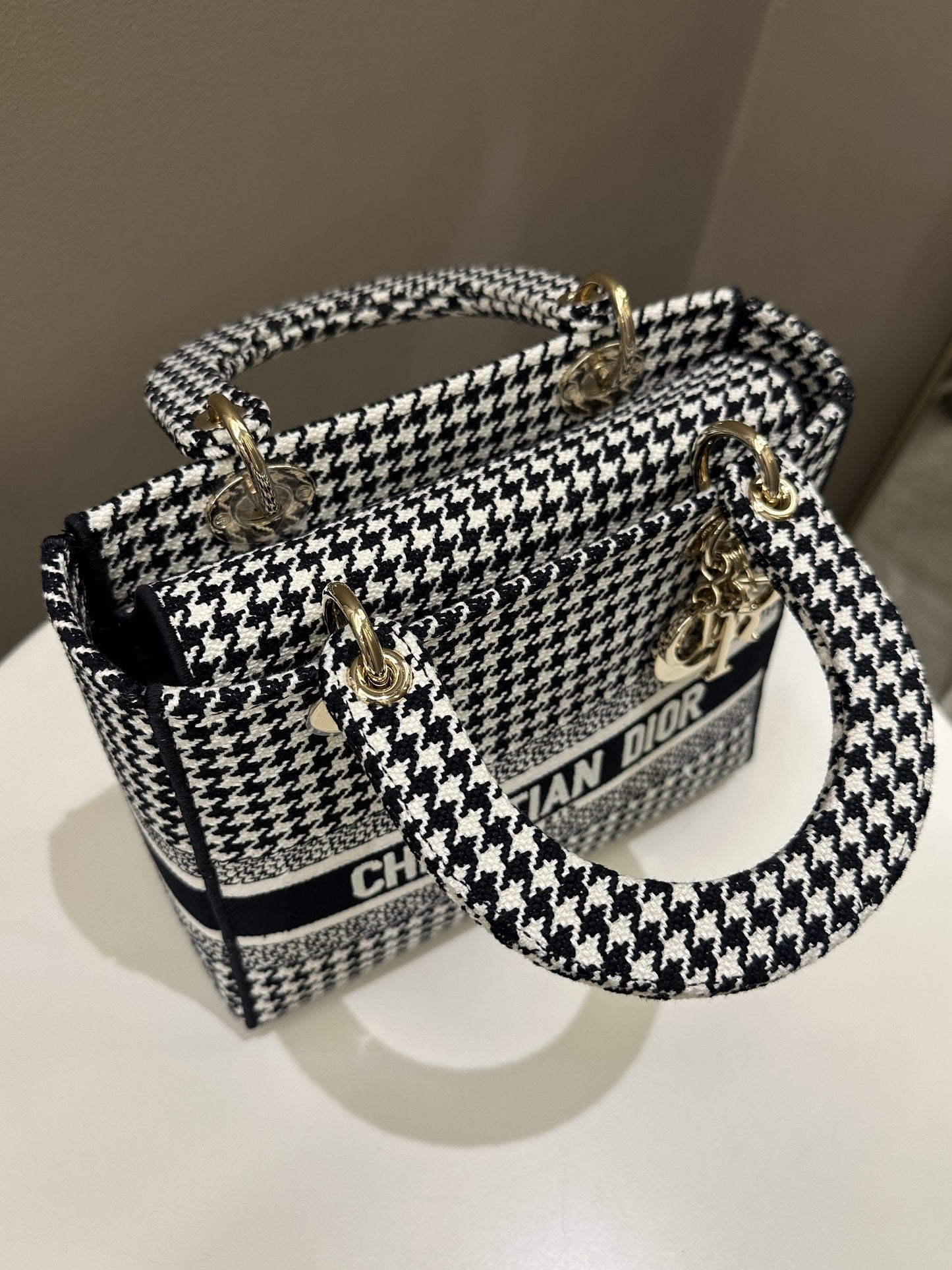 Dior Lady Dior Lite Houndstooth Embroidery