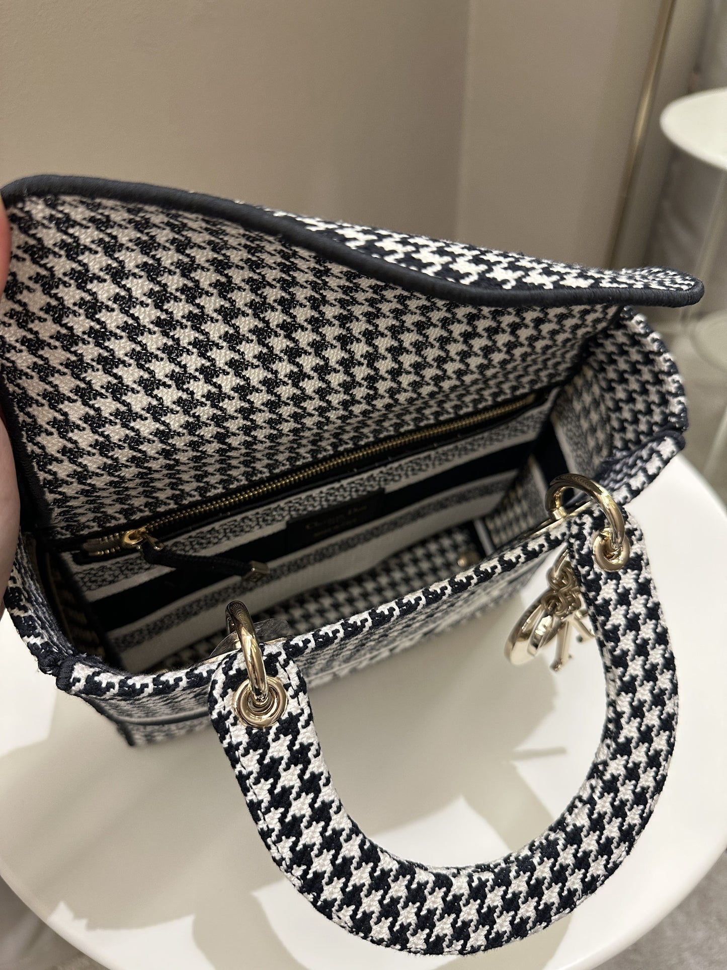 Dior Lady Dior Lite Houndstooth Embroidery