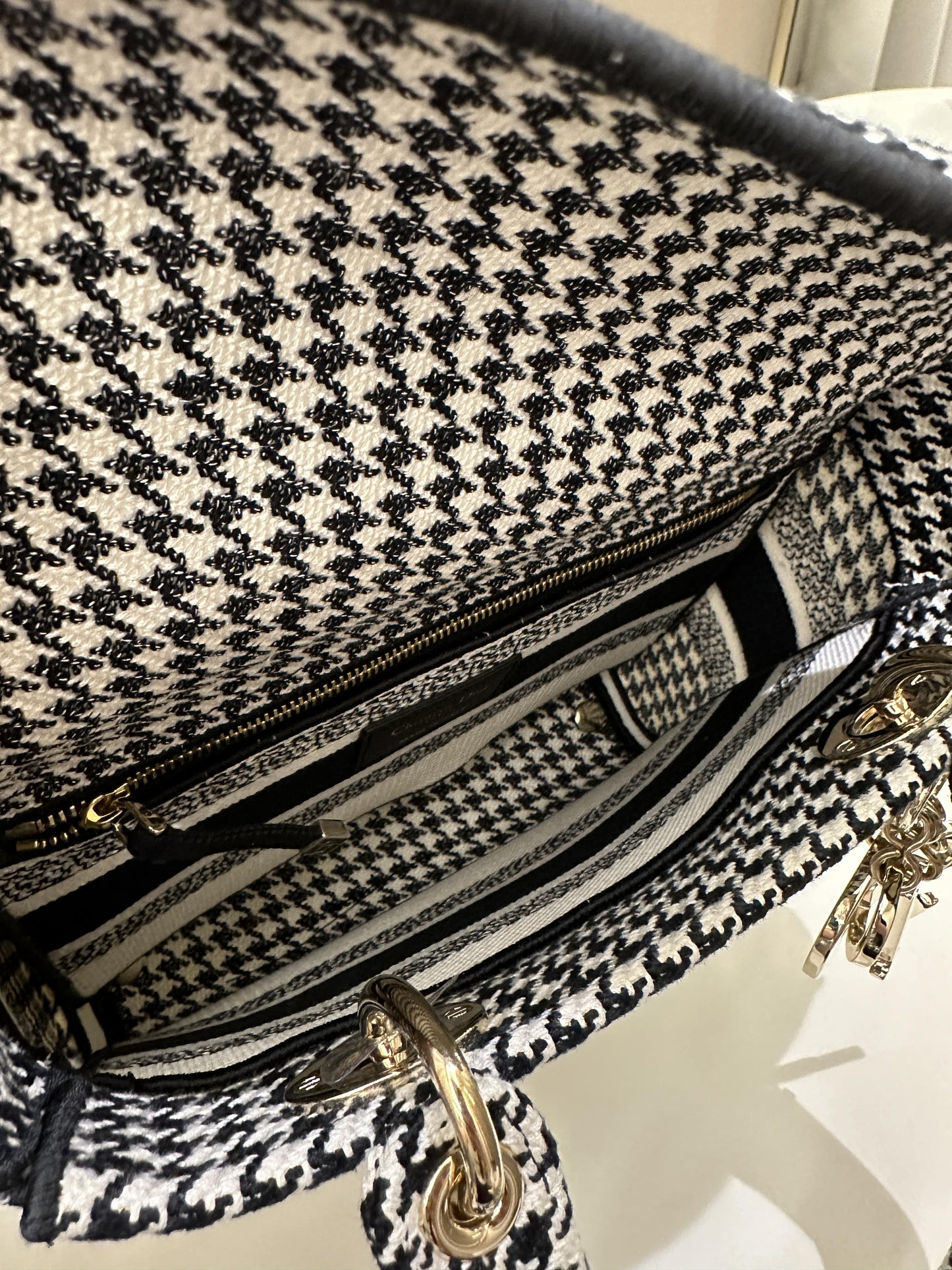 Dior Lady Dior Lite Houndstooth Embroidery