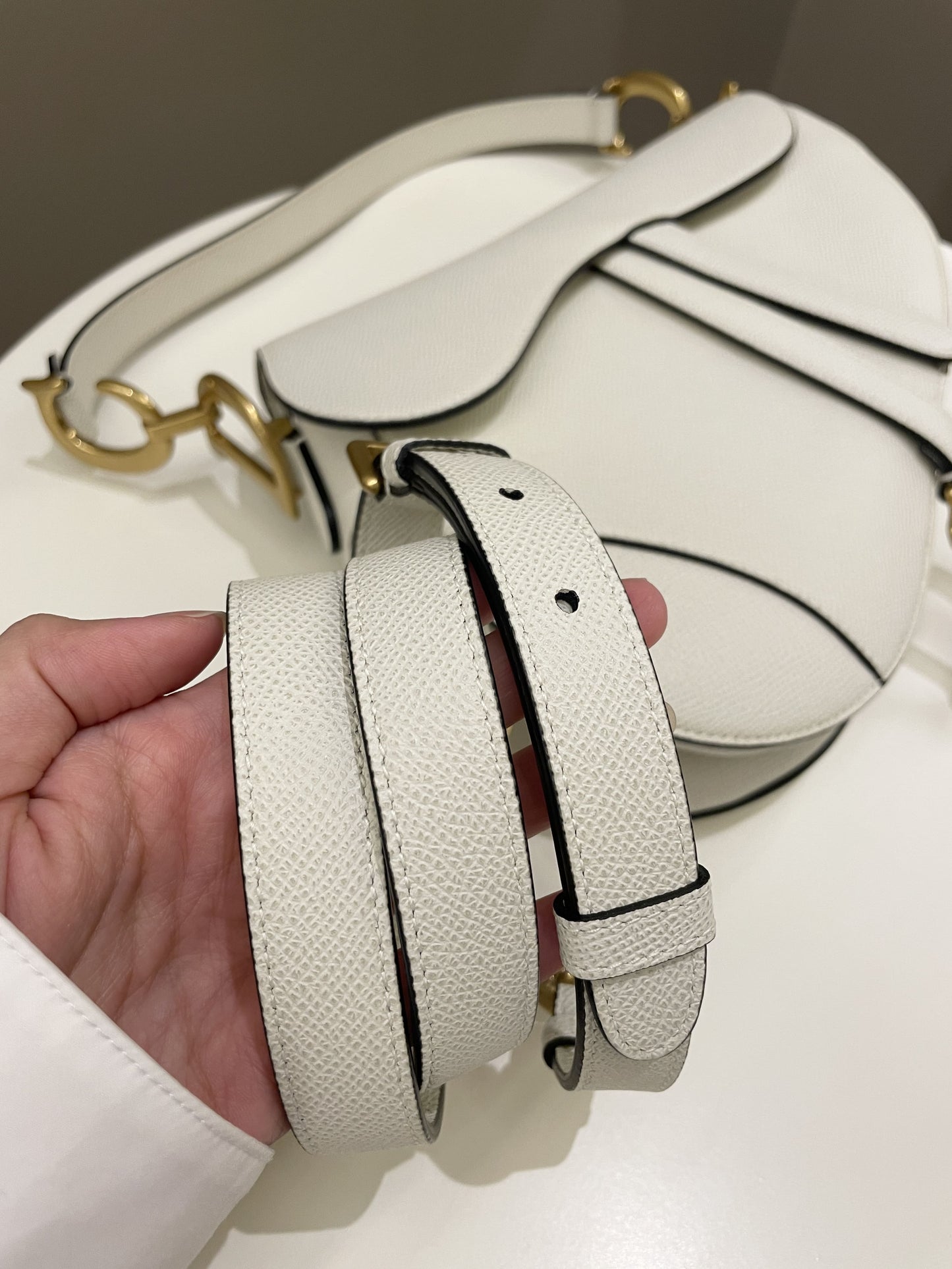 Dior Saddle Bag Cream White