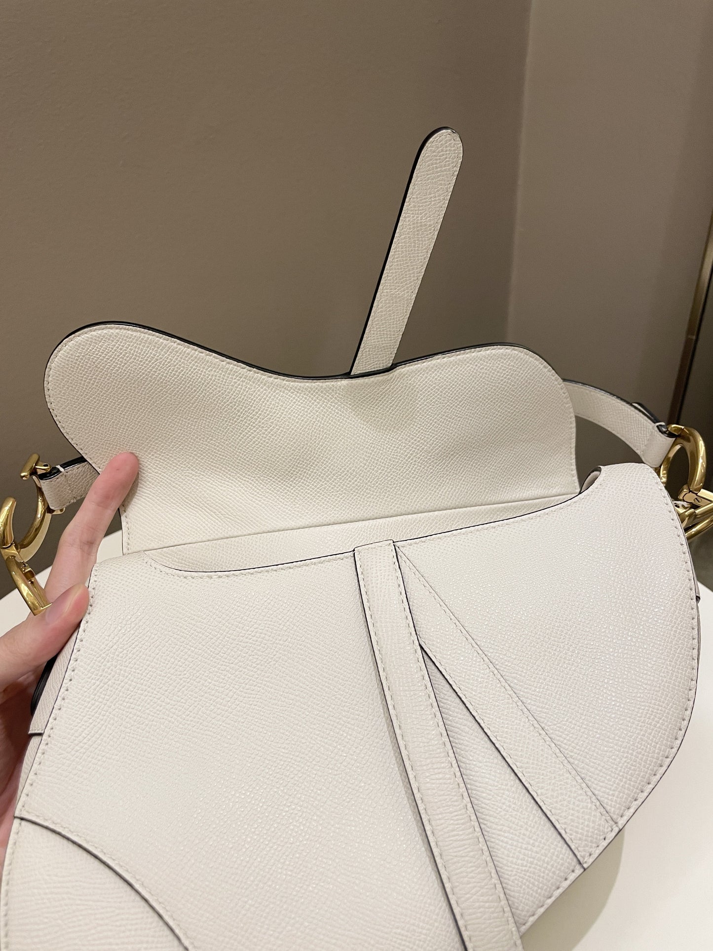 Dior Saddle Bag Ivory Epsom