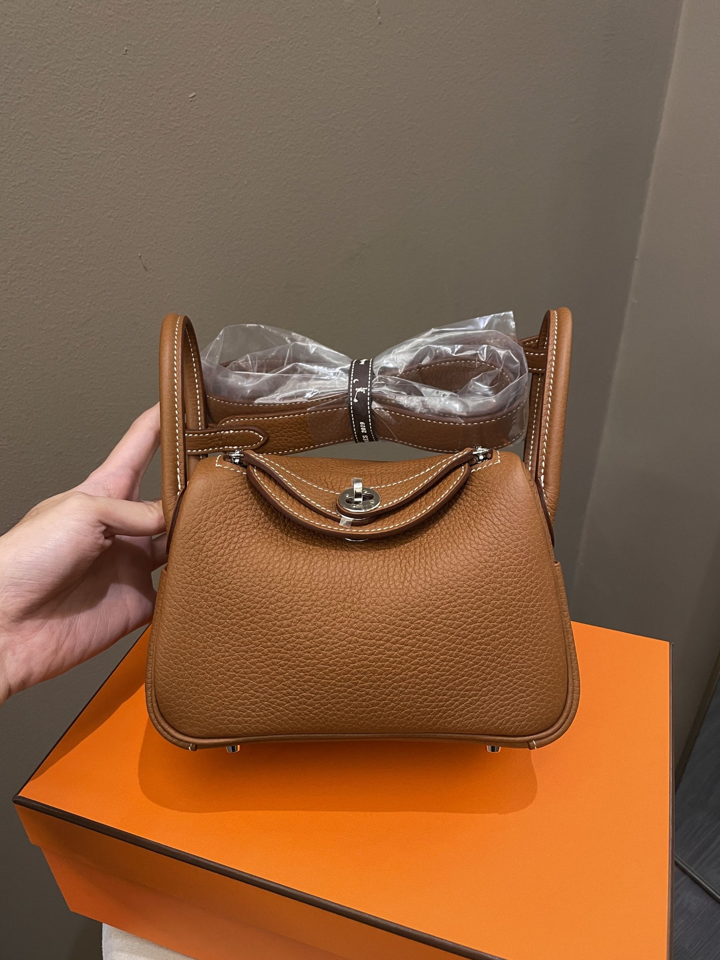 Hermes Mini Lindy Gold Clemence