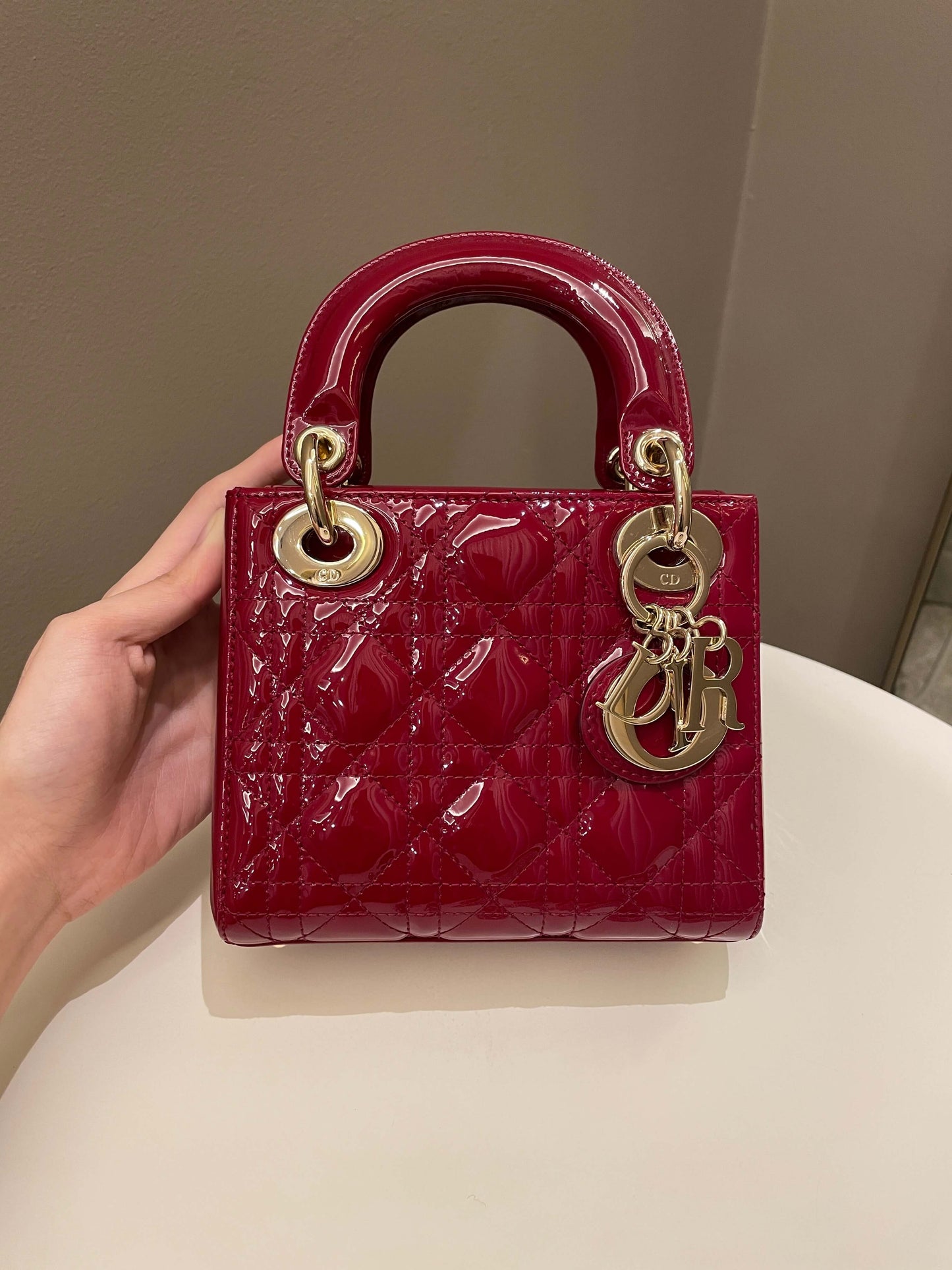 Dior Lady Dior Mini Dark Red Patent