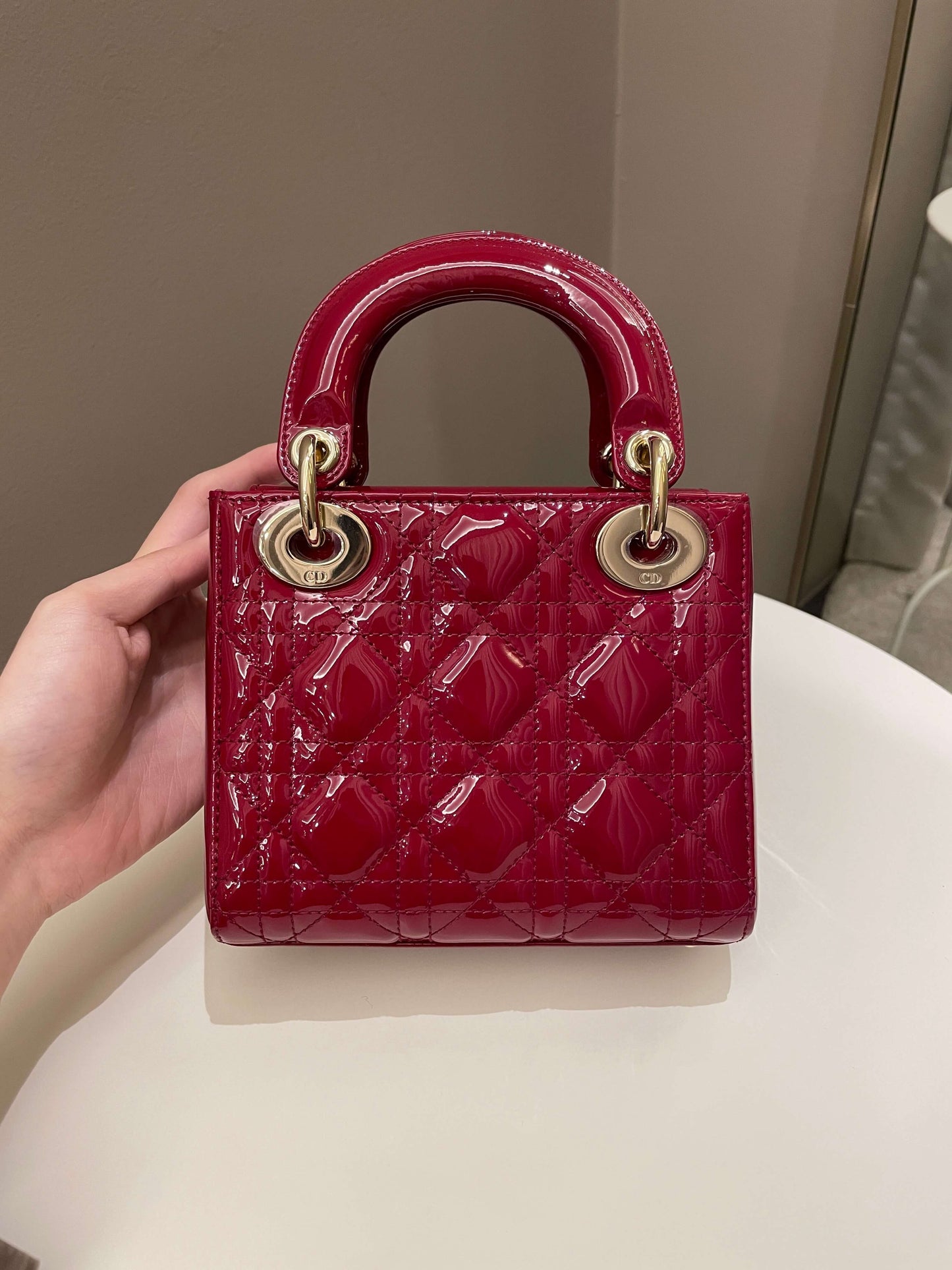 Dior Lady Dior Mini Dark Red Patent