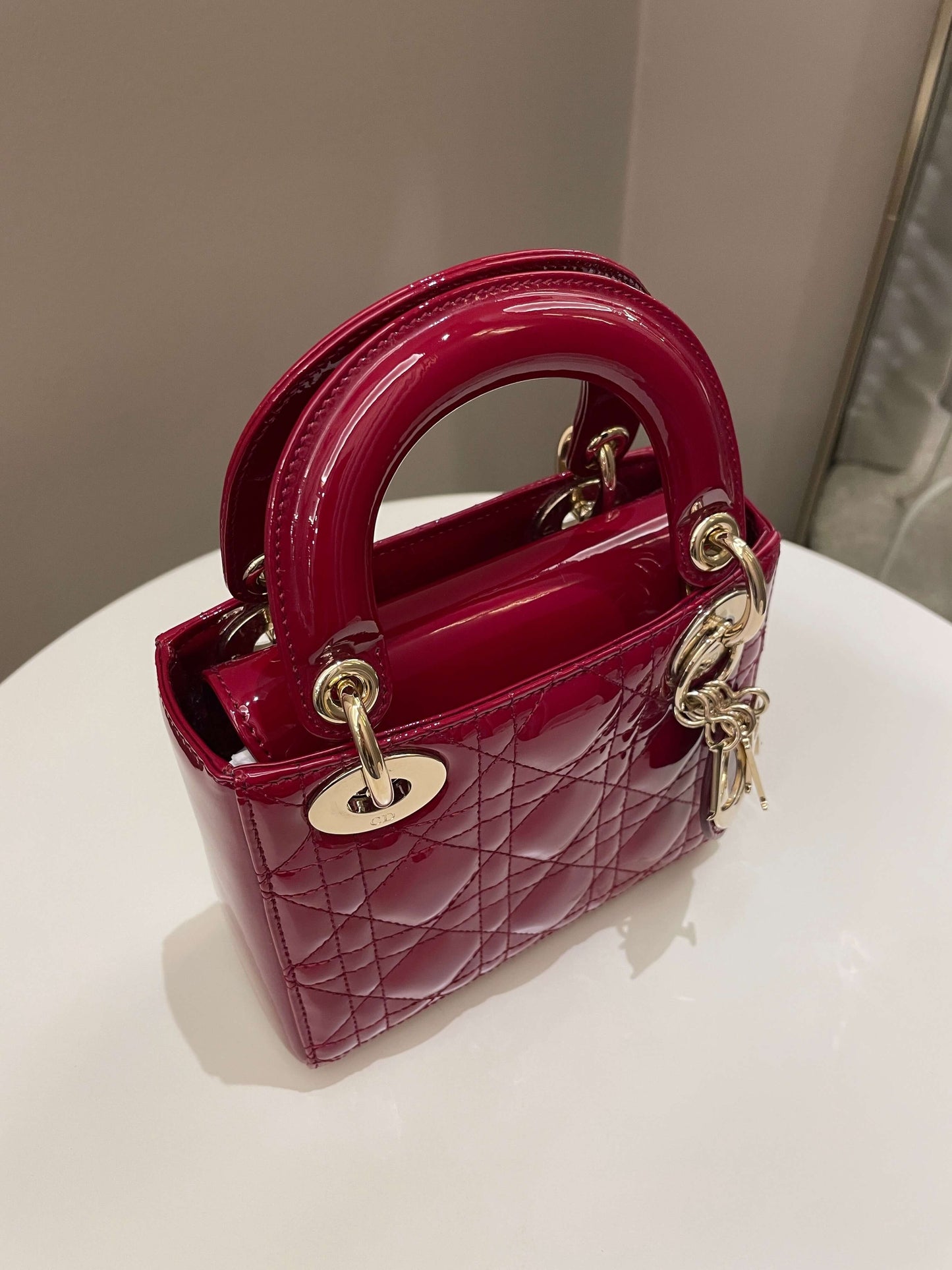 Dior Lady Dior Mini Dark Red Patent