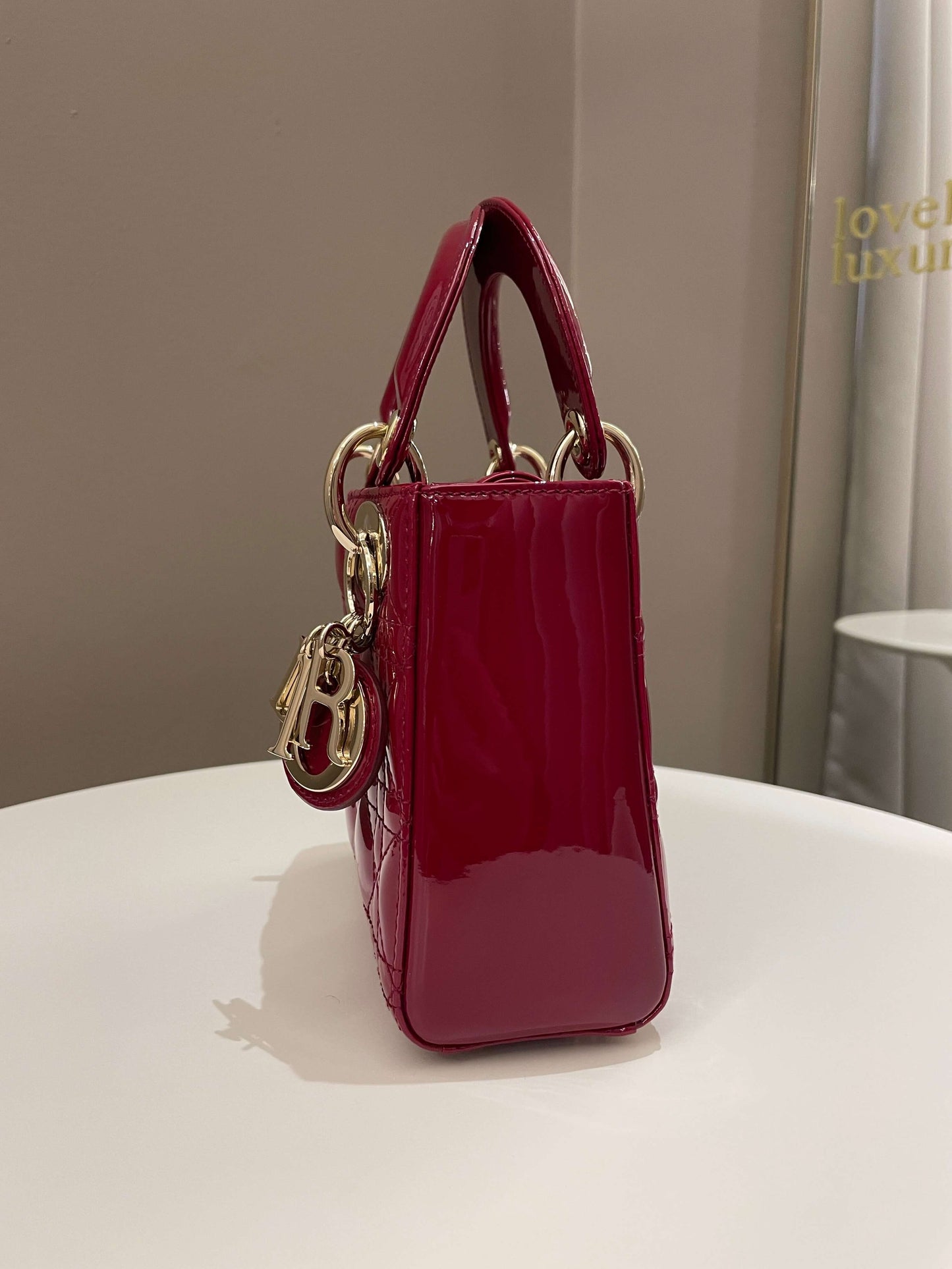 Dior Lady Dior Mini Dark Red Patent