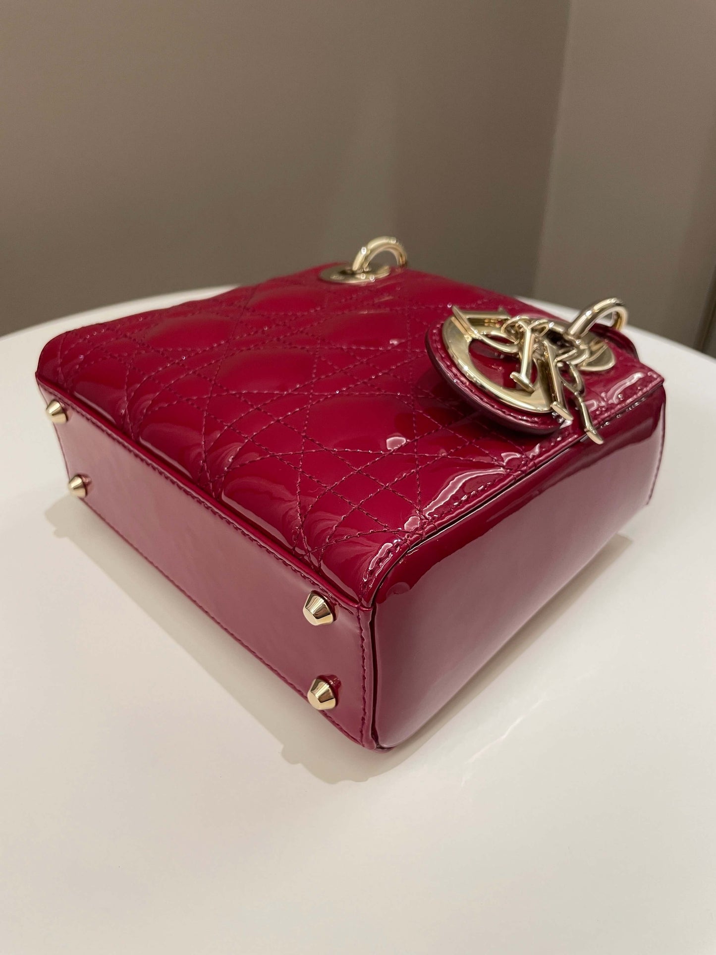 Dior Lady Dior Mini Dark Red Patent