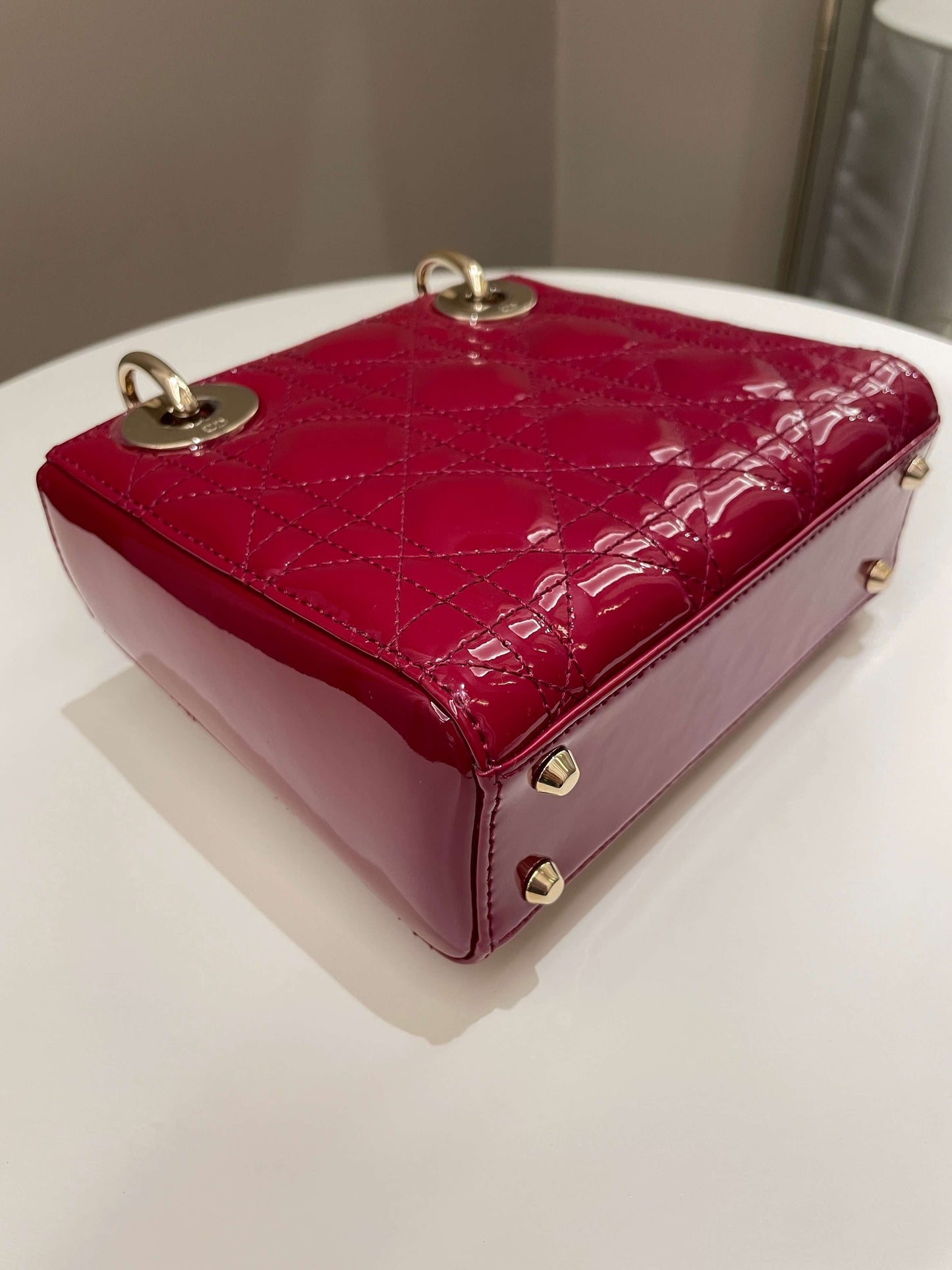 Dior Lady Dior Mini Dark Red Patent