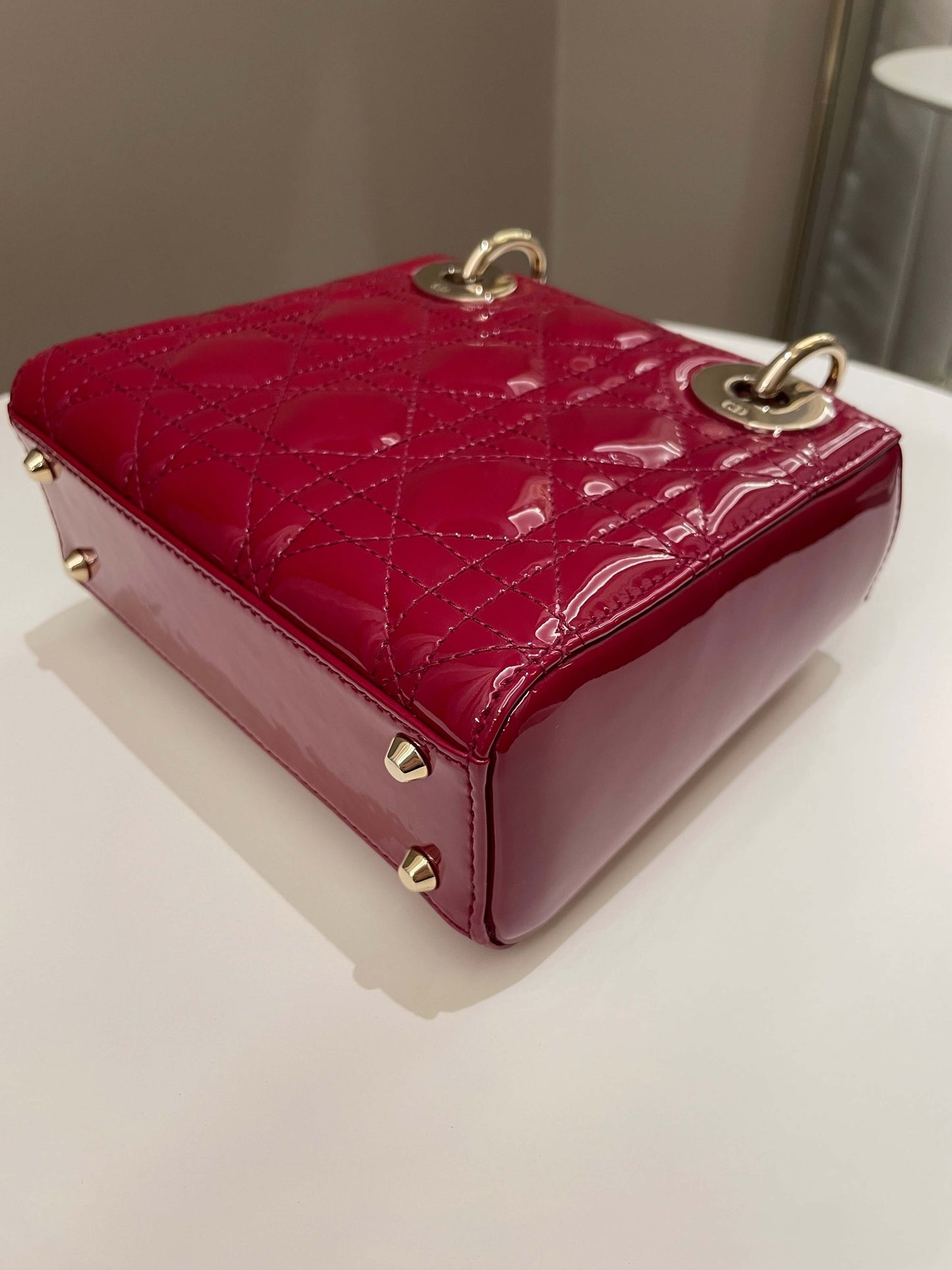 Dior Lady Dior Mini Dark Red Patent