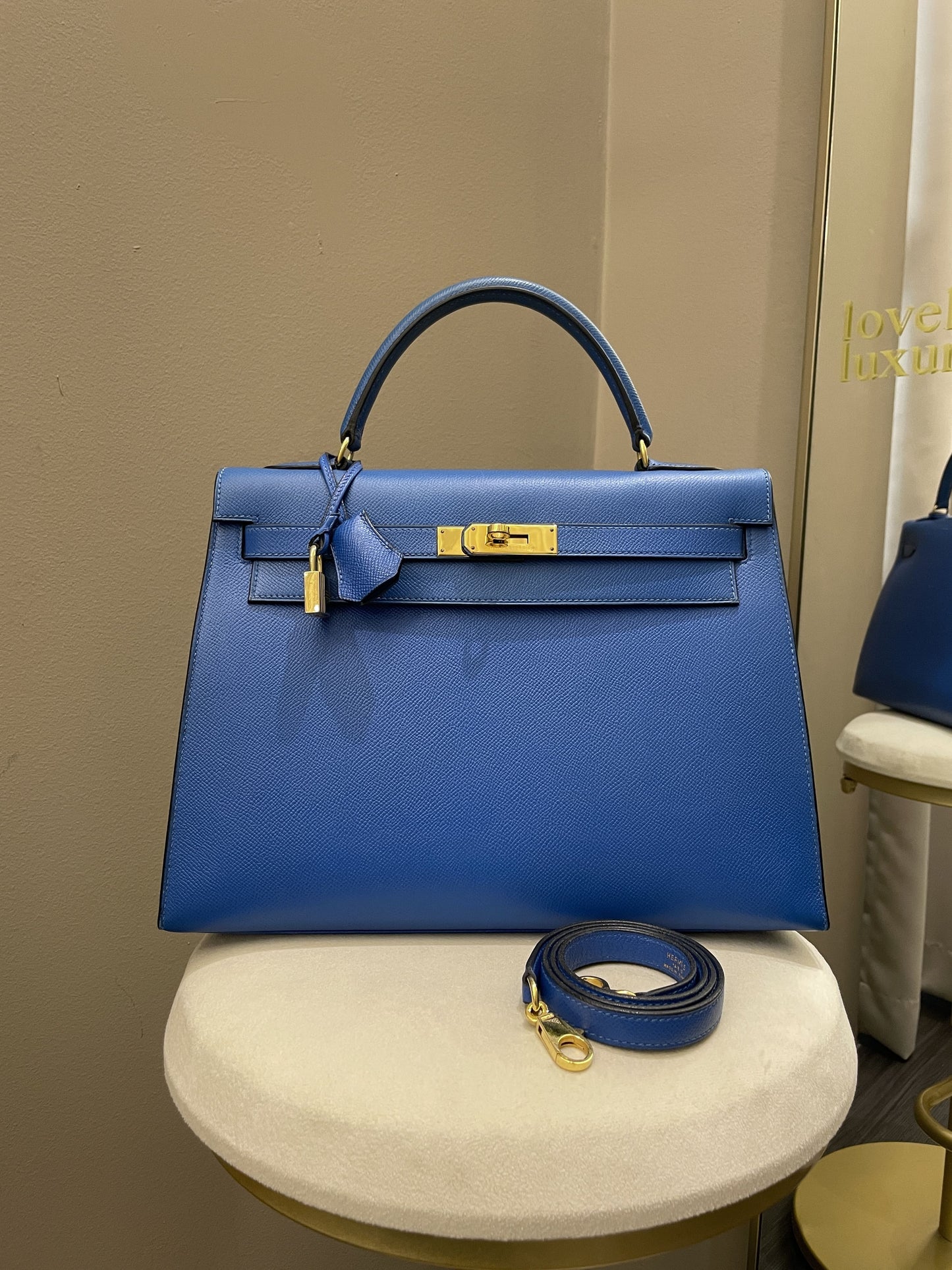 Hermes Kelly Sellier 32 Deep Blue Epsom