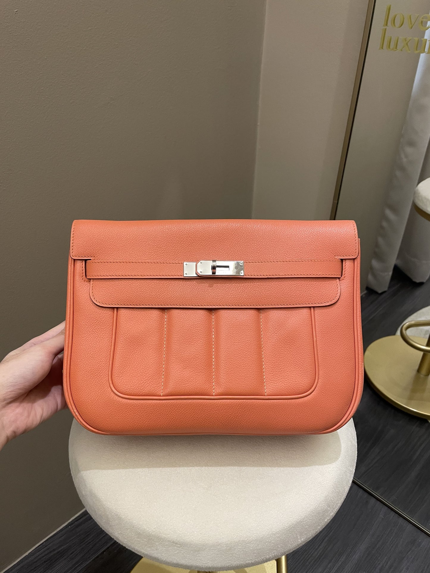 Hermes Berline 28 Flamingo Veau Evercolor