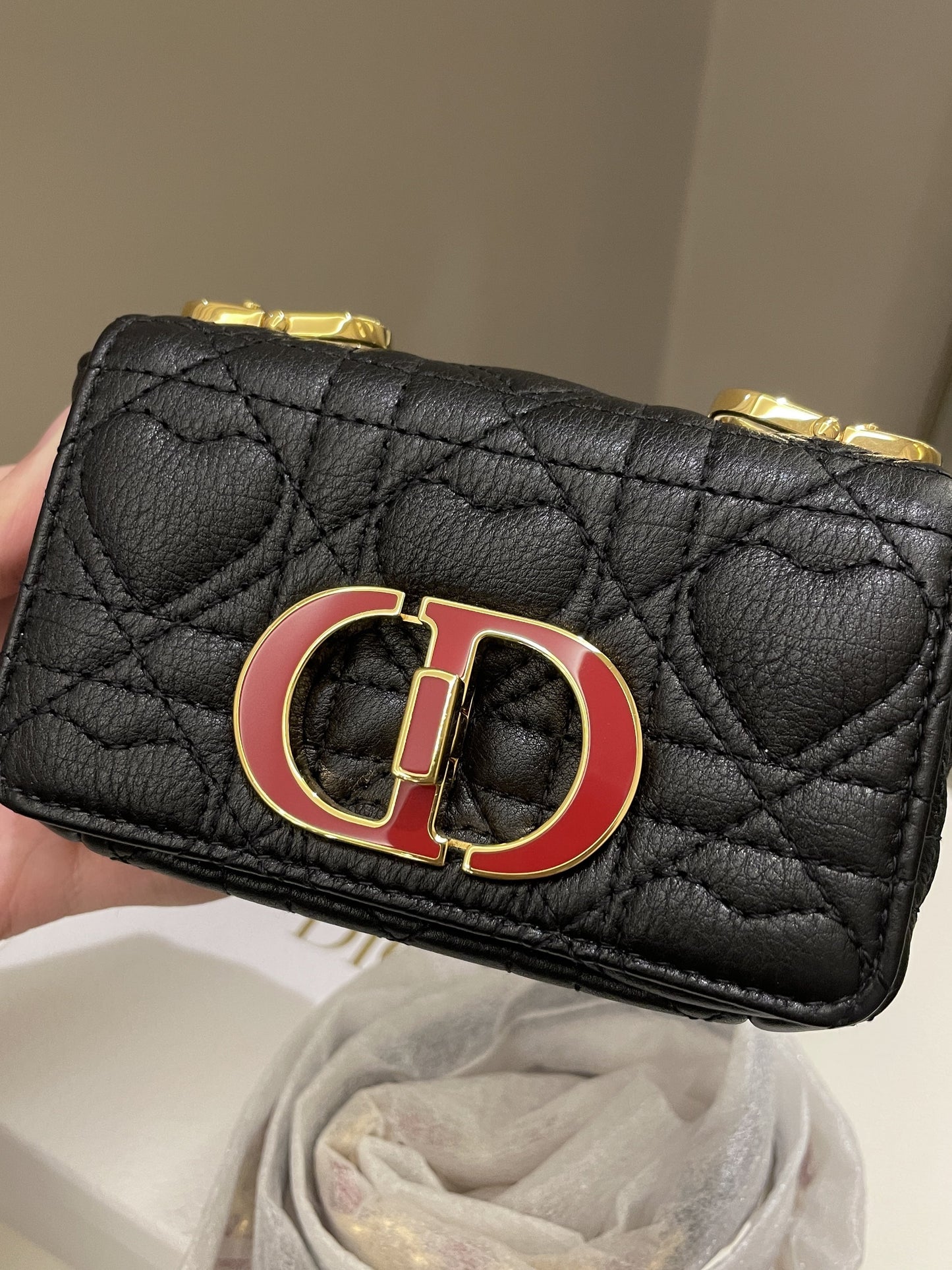 Dior Micro Cannage Caro Bag Black Grain Calfskin