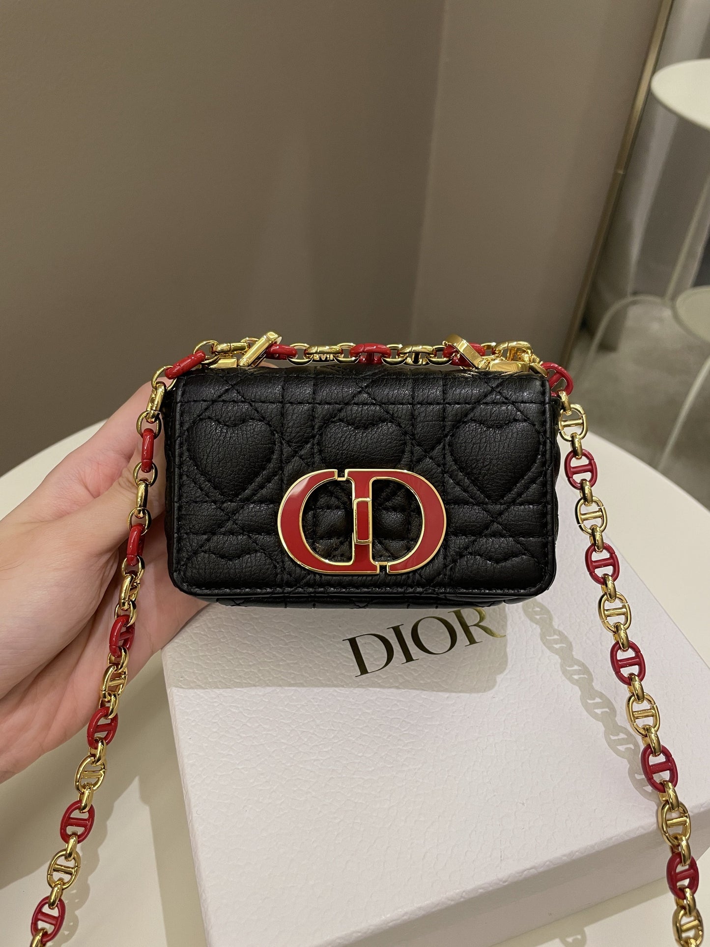 Dior Micro Cannage Caro Bag Black Grain Calfskin