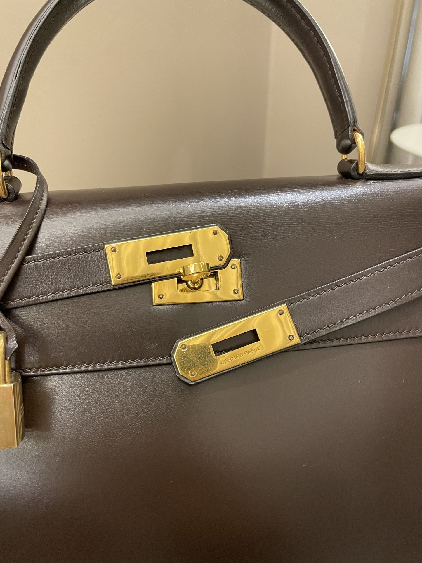 Hermes Vintage Kelly 28 Dark Brown Box