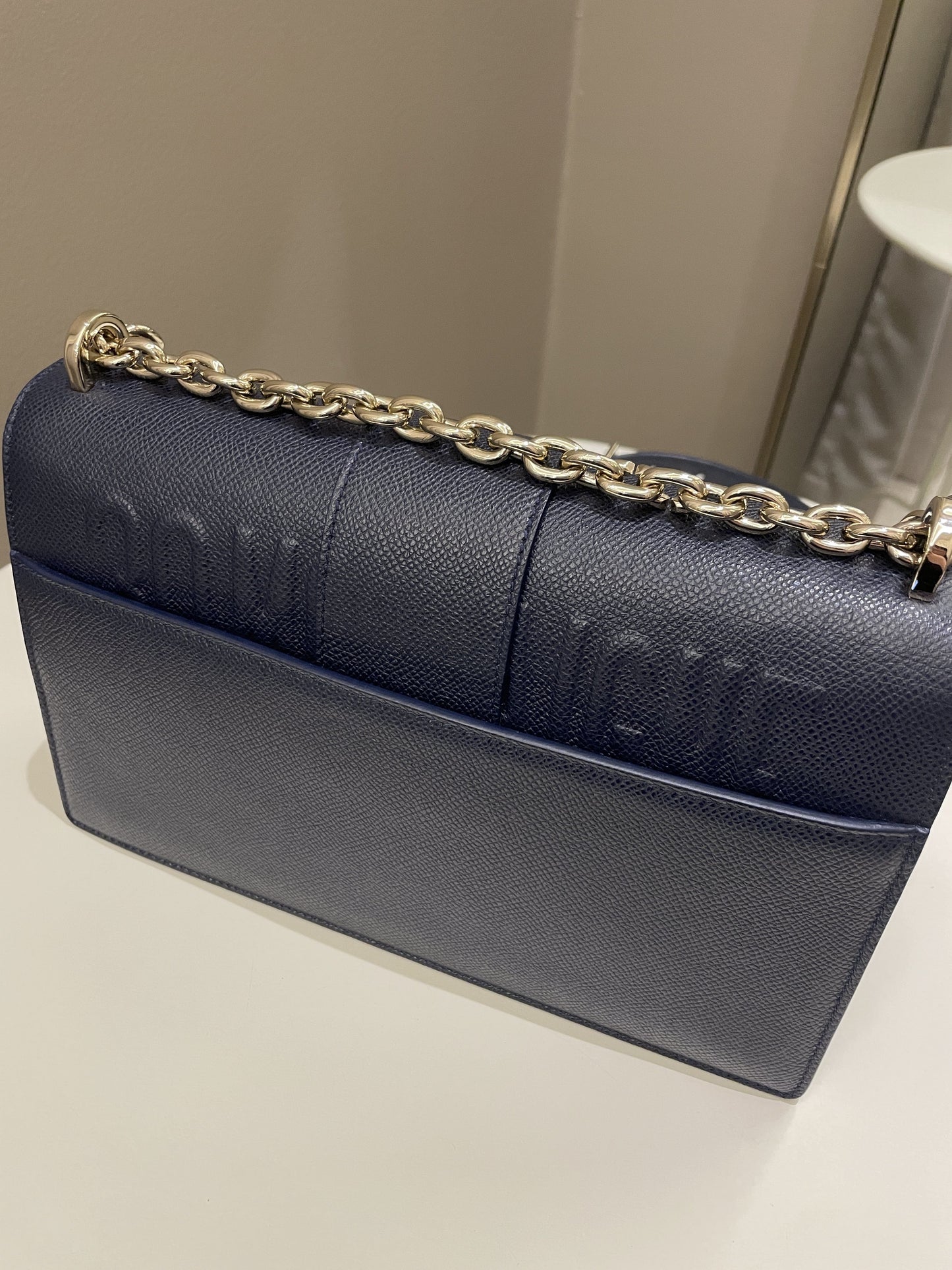 Dior Montaigne 30 Bag Navy Grained Leather