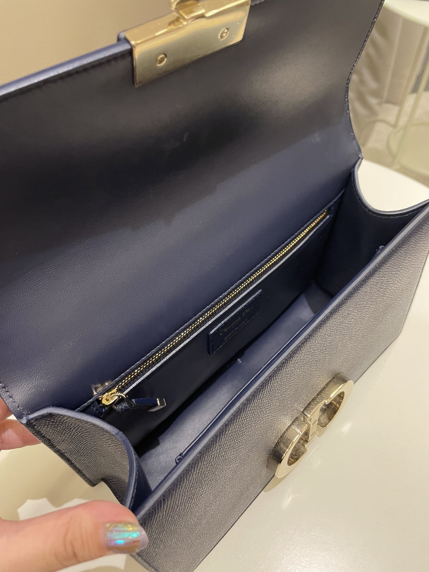 Dior Montaigne 30 Bag Navy Grained Leather