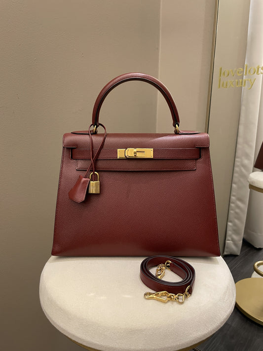 Hermes Kelly Sellier 28 Rouge H Epsom