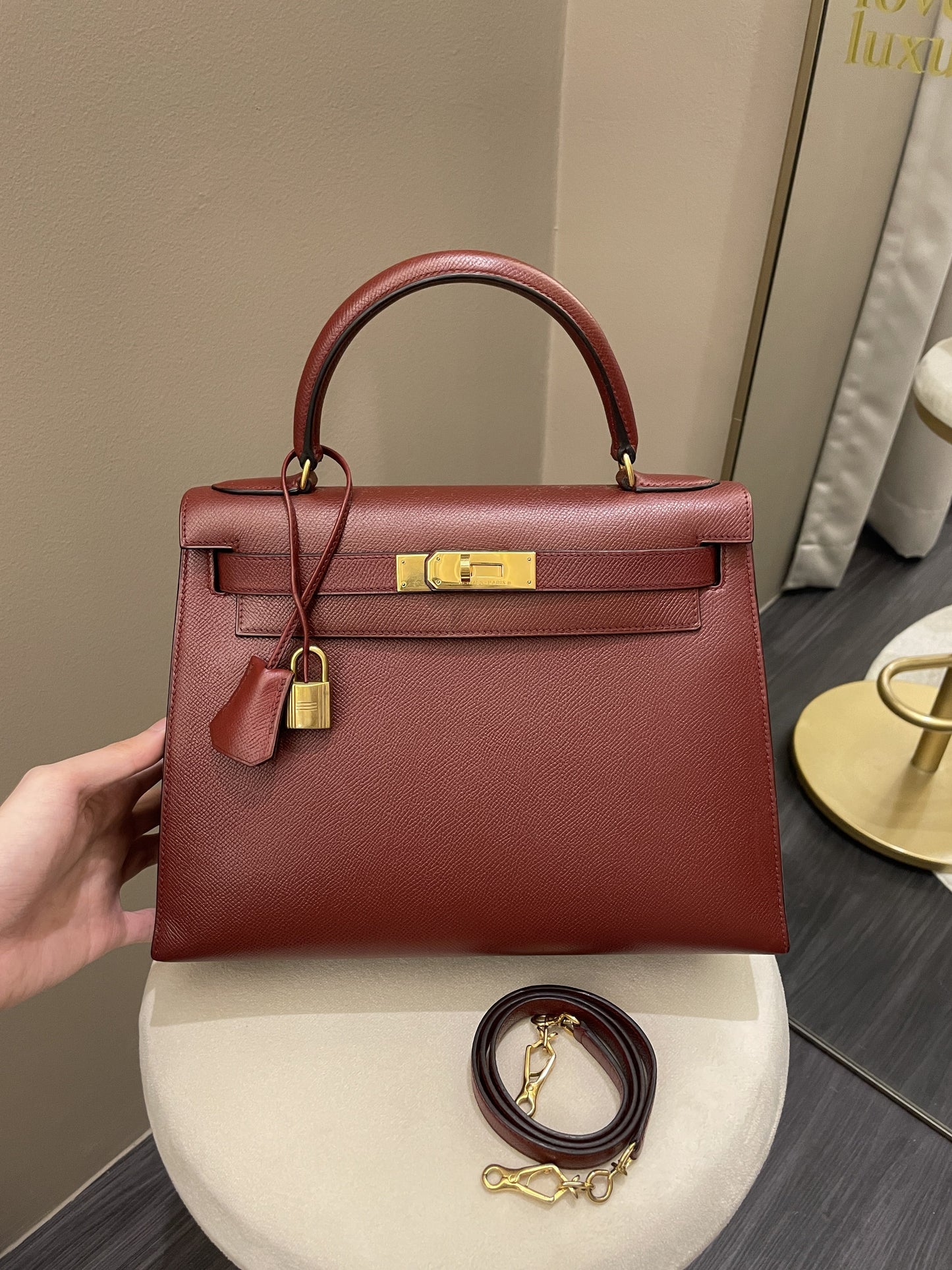 Hermes Kelly Sellier 28 Rouge H Epsom