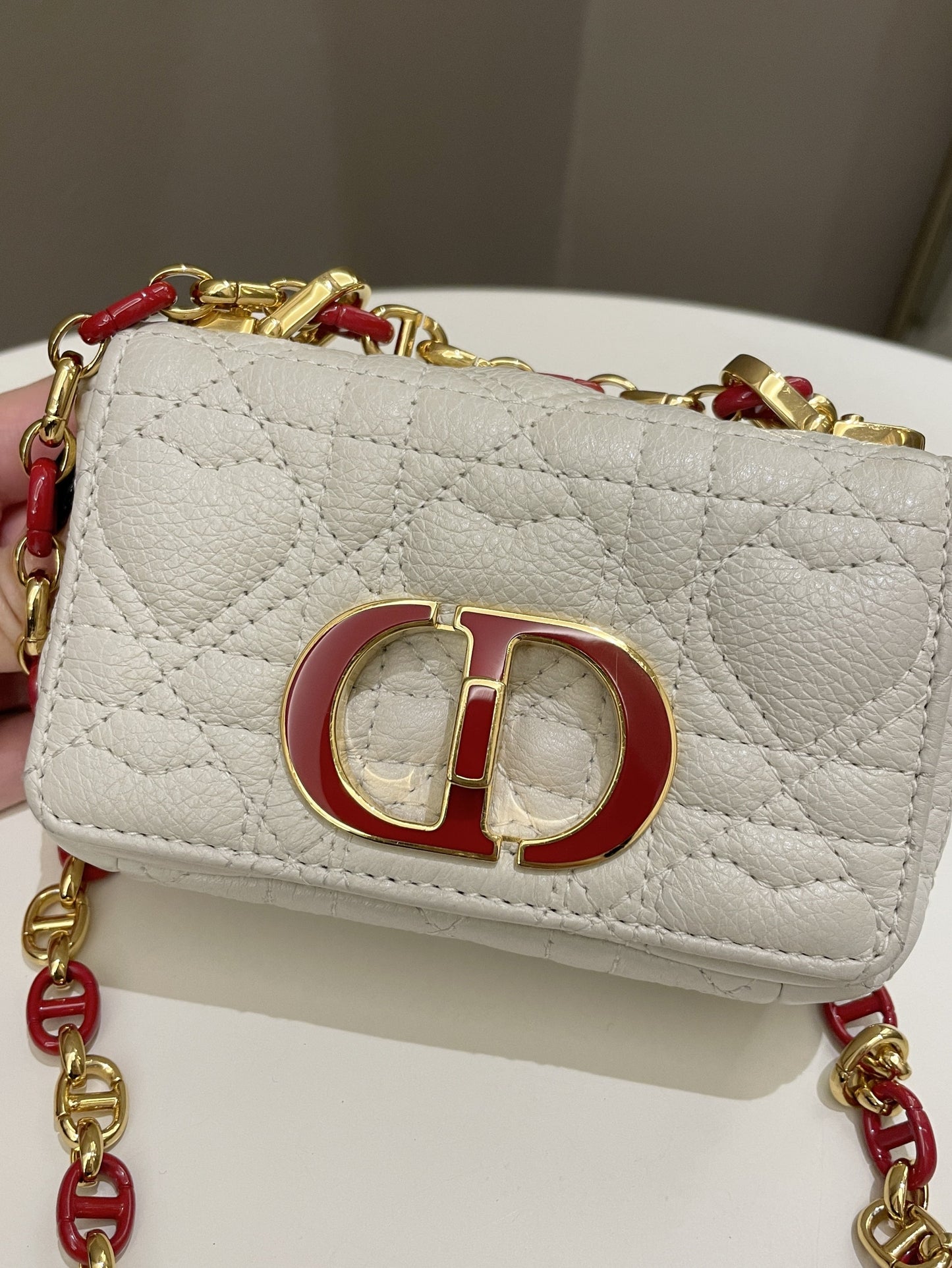 Dior Micro Cannage Caro Bag White Grain Calfskin