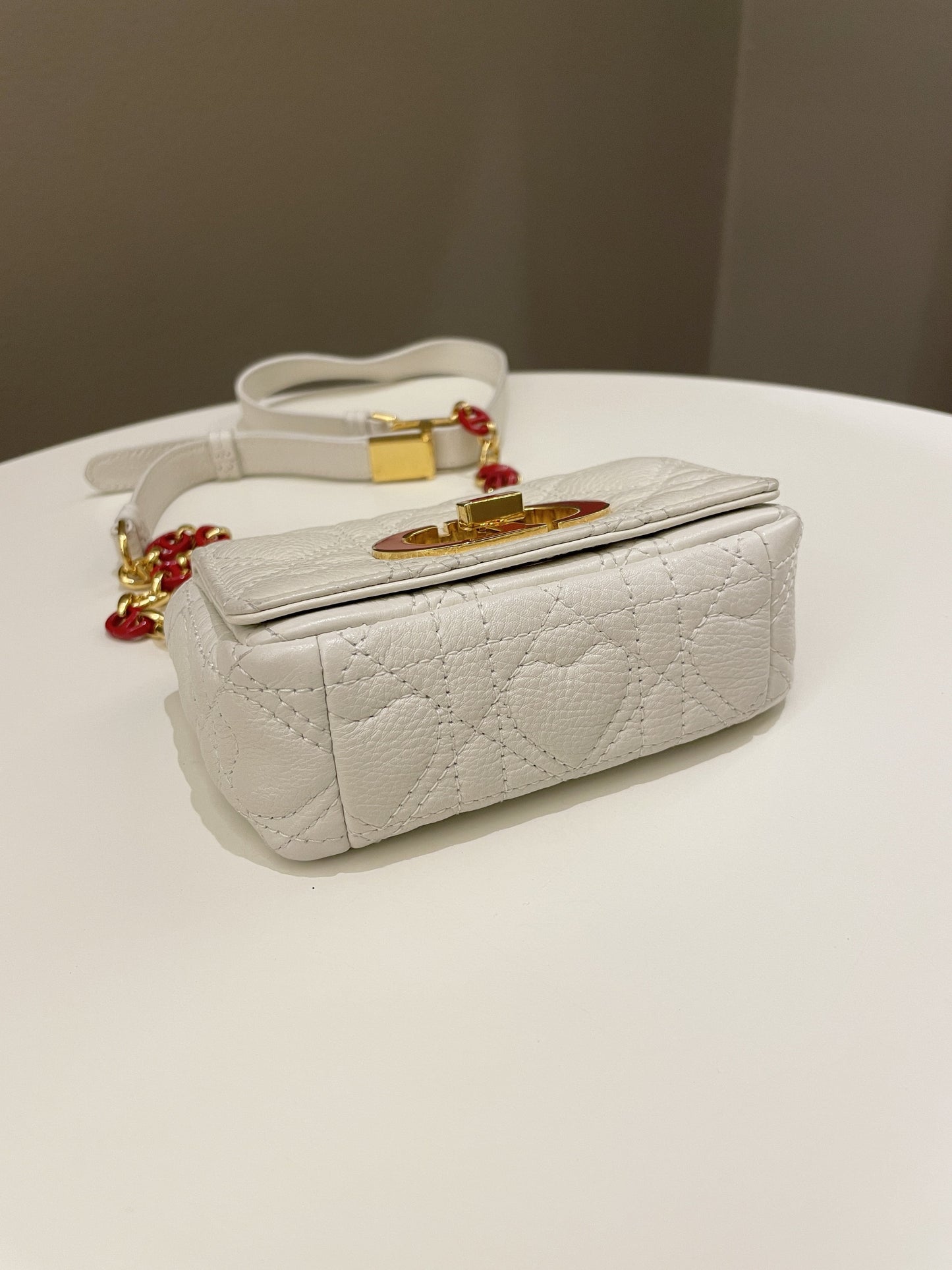 Dior Micro Cannage Caro Bag White Grain Calfskin