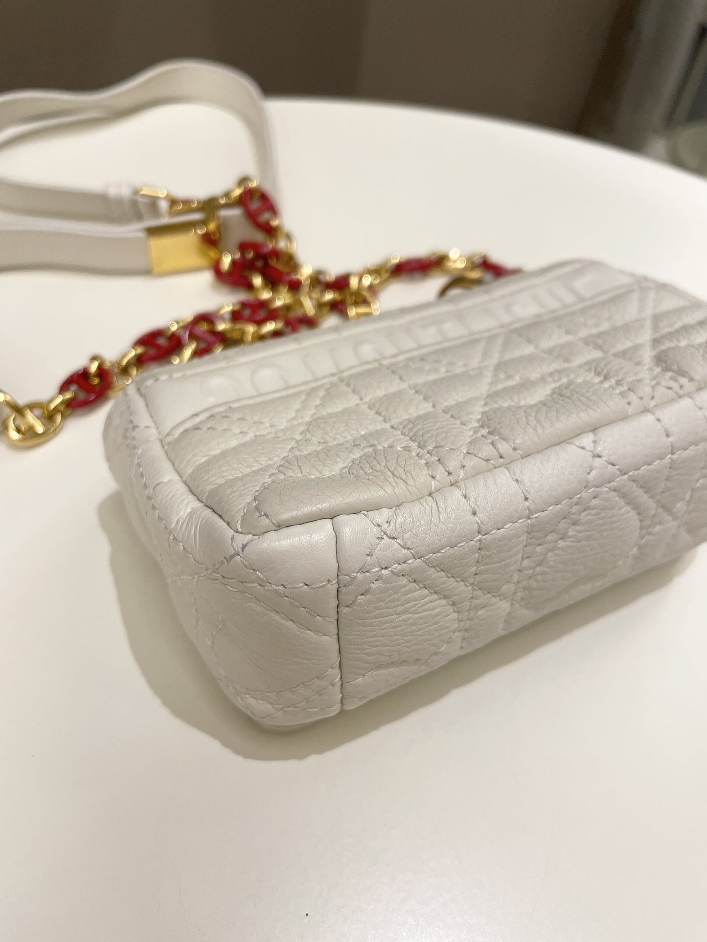 Dior Micro Cannage Caro Bag White Grain Calfskin