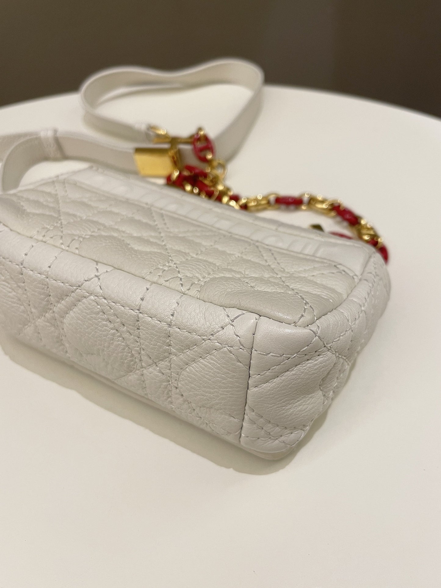 Dior Micro Cannage Caro Bag White Grain Calfskin