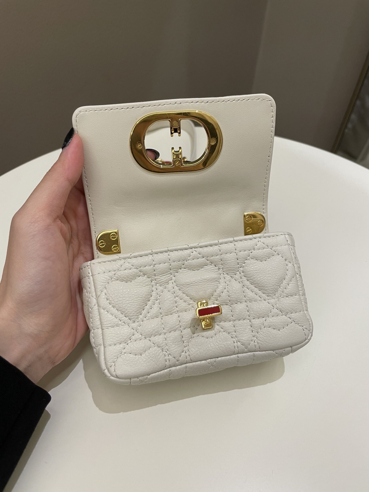 Dior Micro Cannage Caro Bag White Grain Calfskin