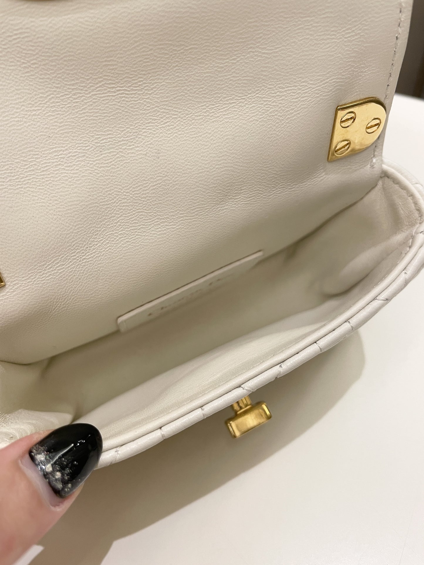 Dior Micro Cannage Caro Bag White Grain Calfskin