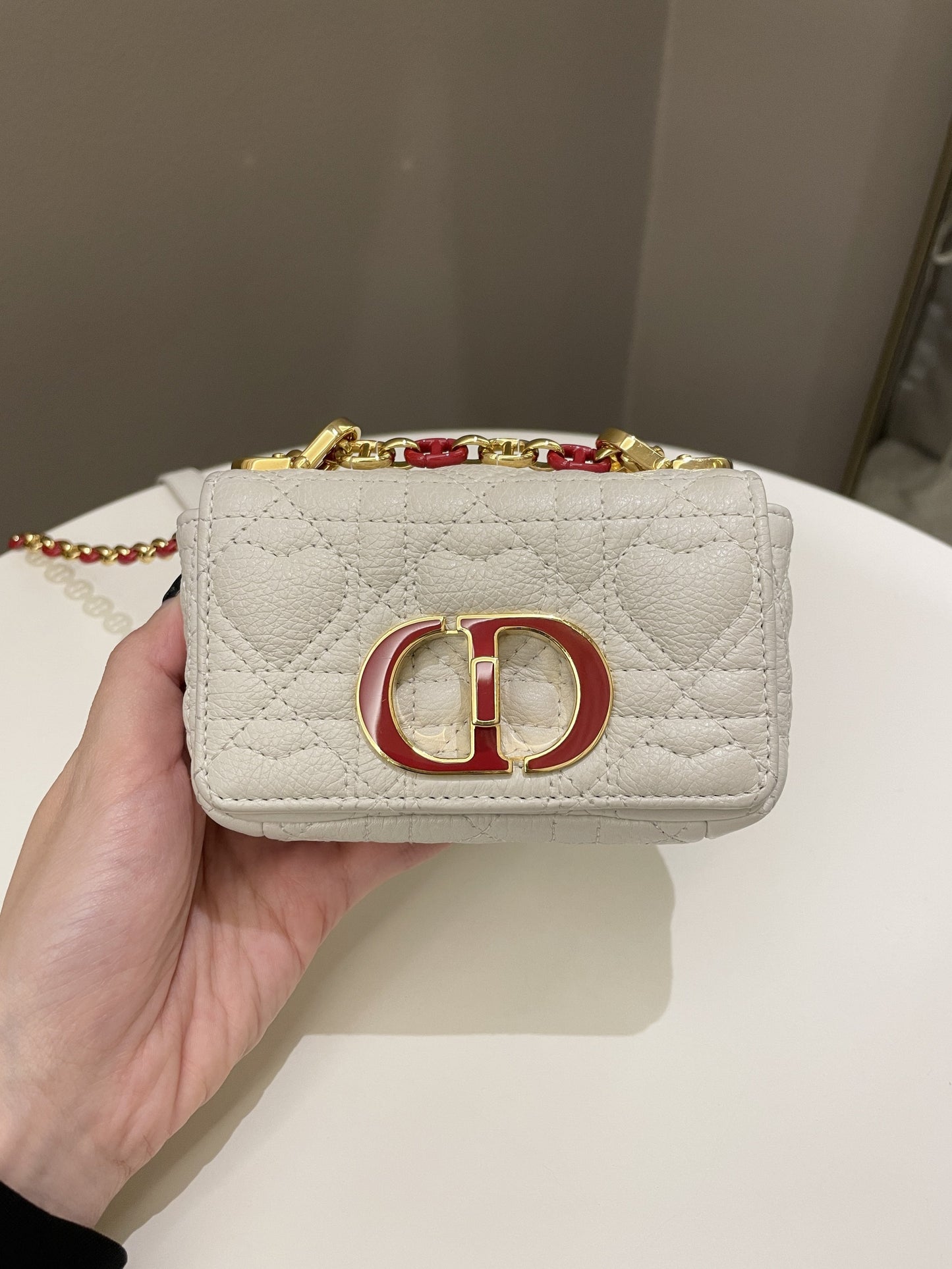 Dior Micro Cannage Caro Bag White Grain Calfskin