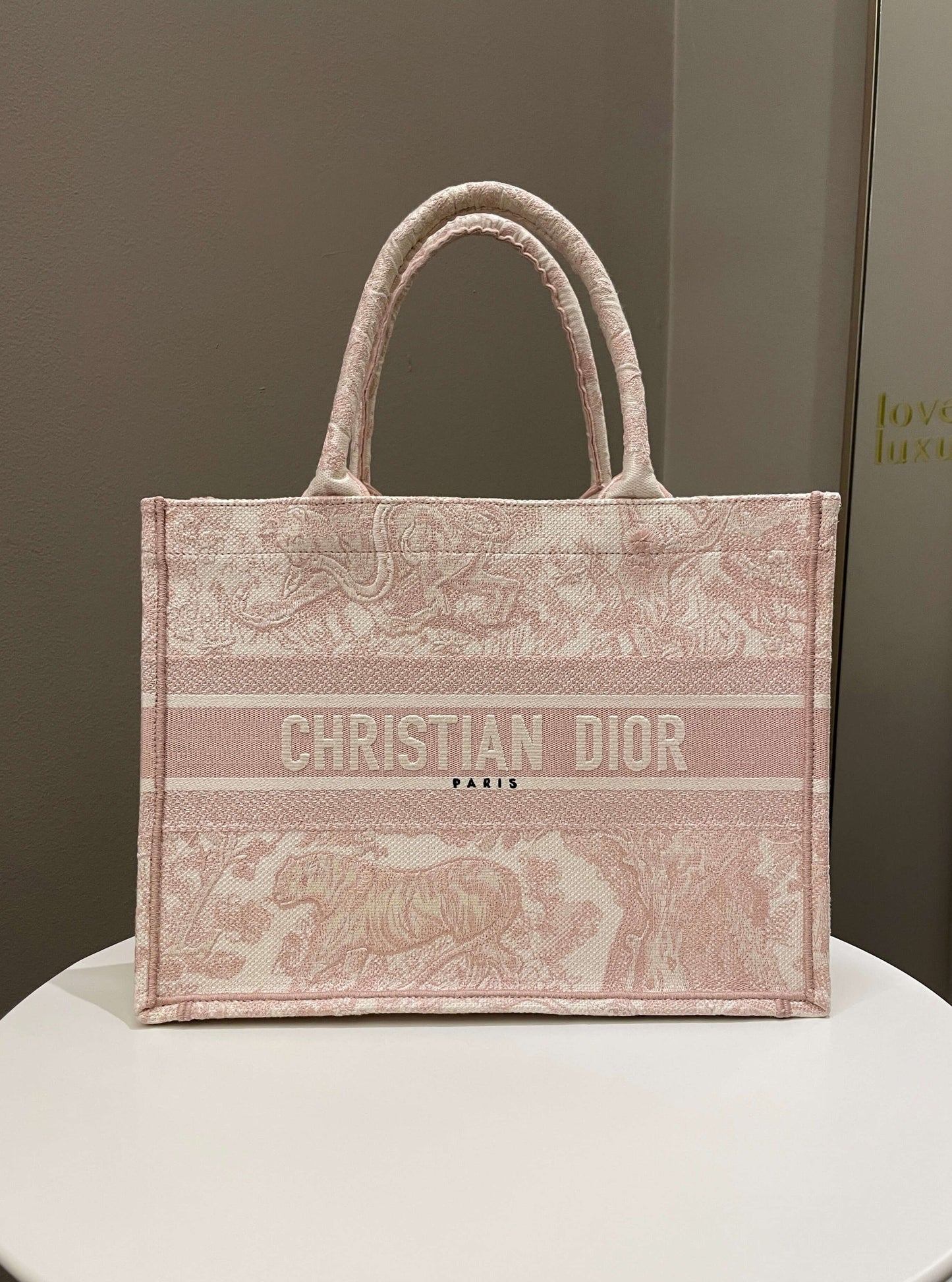 Dior Toile De Jouy Book Tote Pink Embroidery