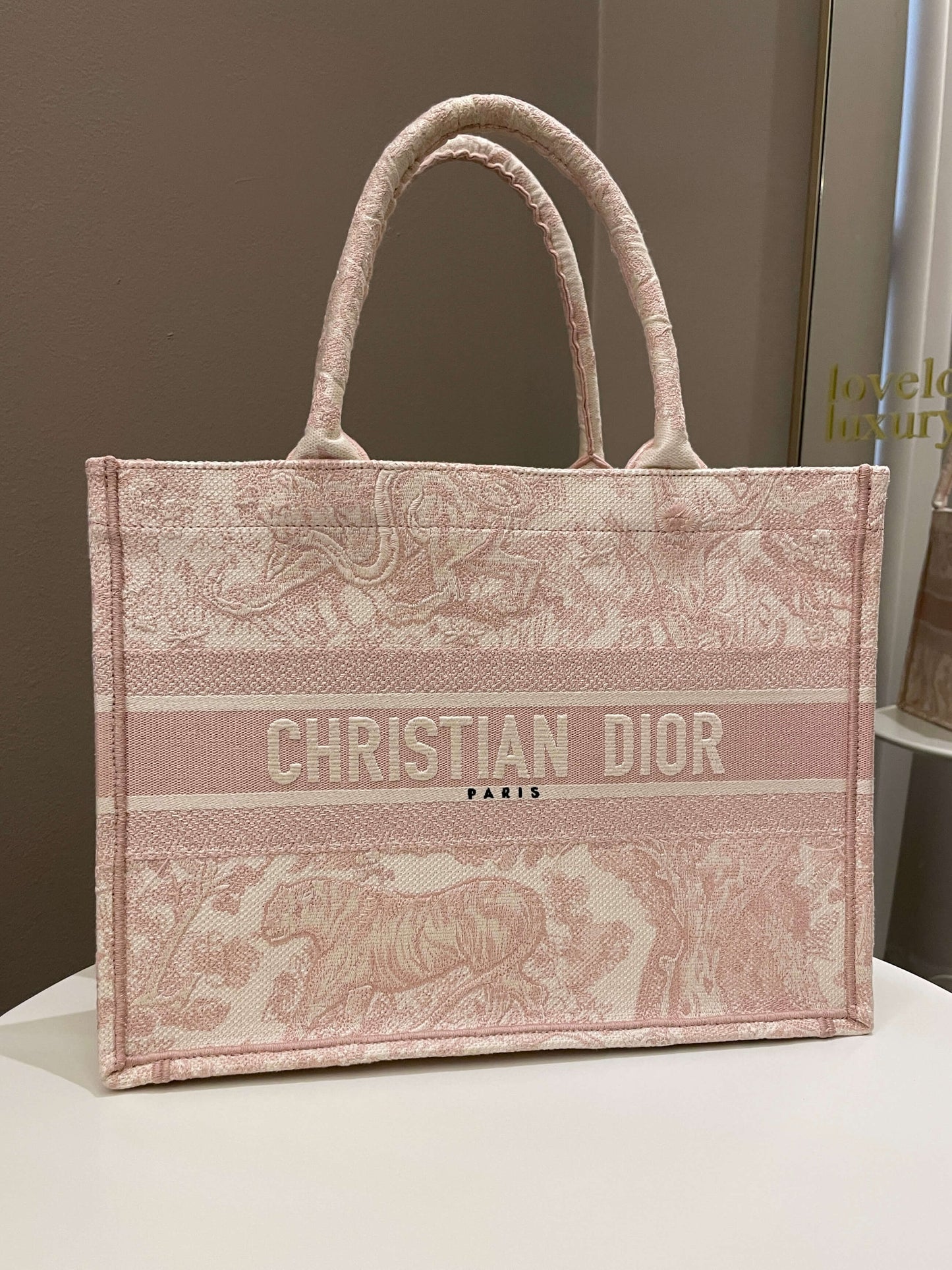 Dior Toile De Jouy Book Tote Pink Embroidery