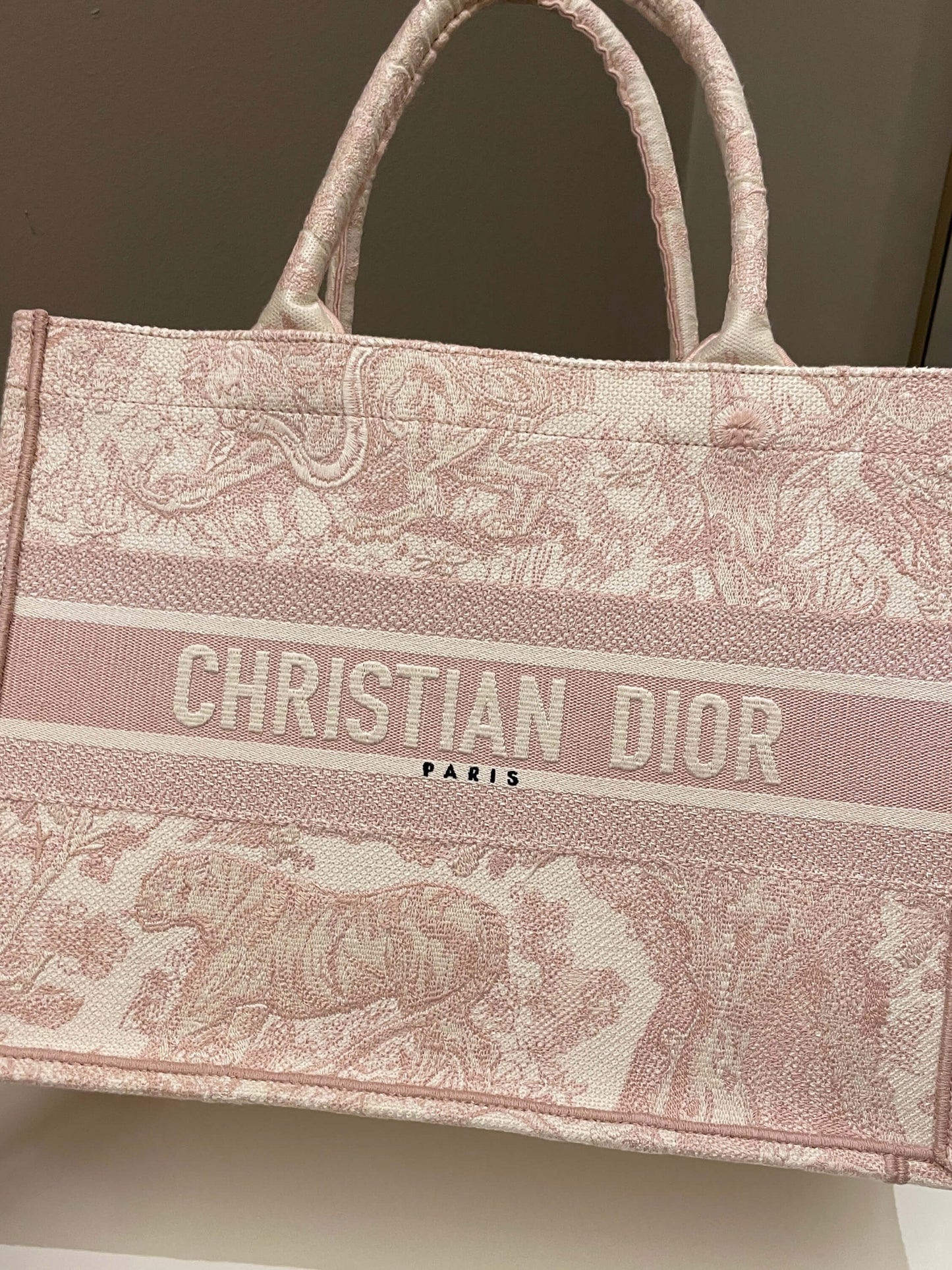 Dior Toile De Jouy Book Tote Pink Embroidery