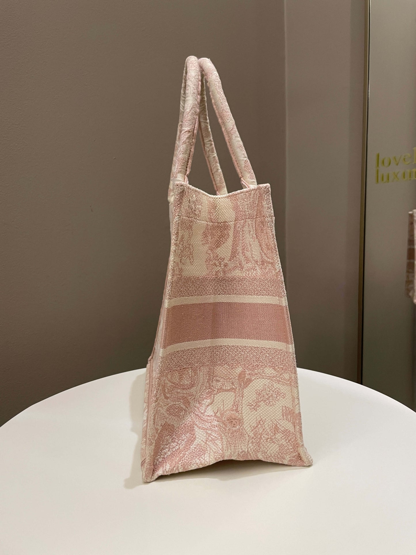 Dior Toile De Jouy Book Tote Pink Embroidery