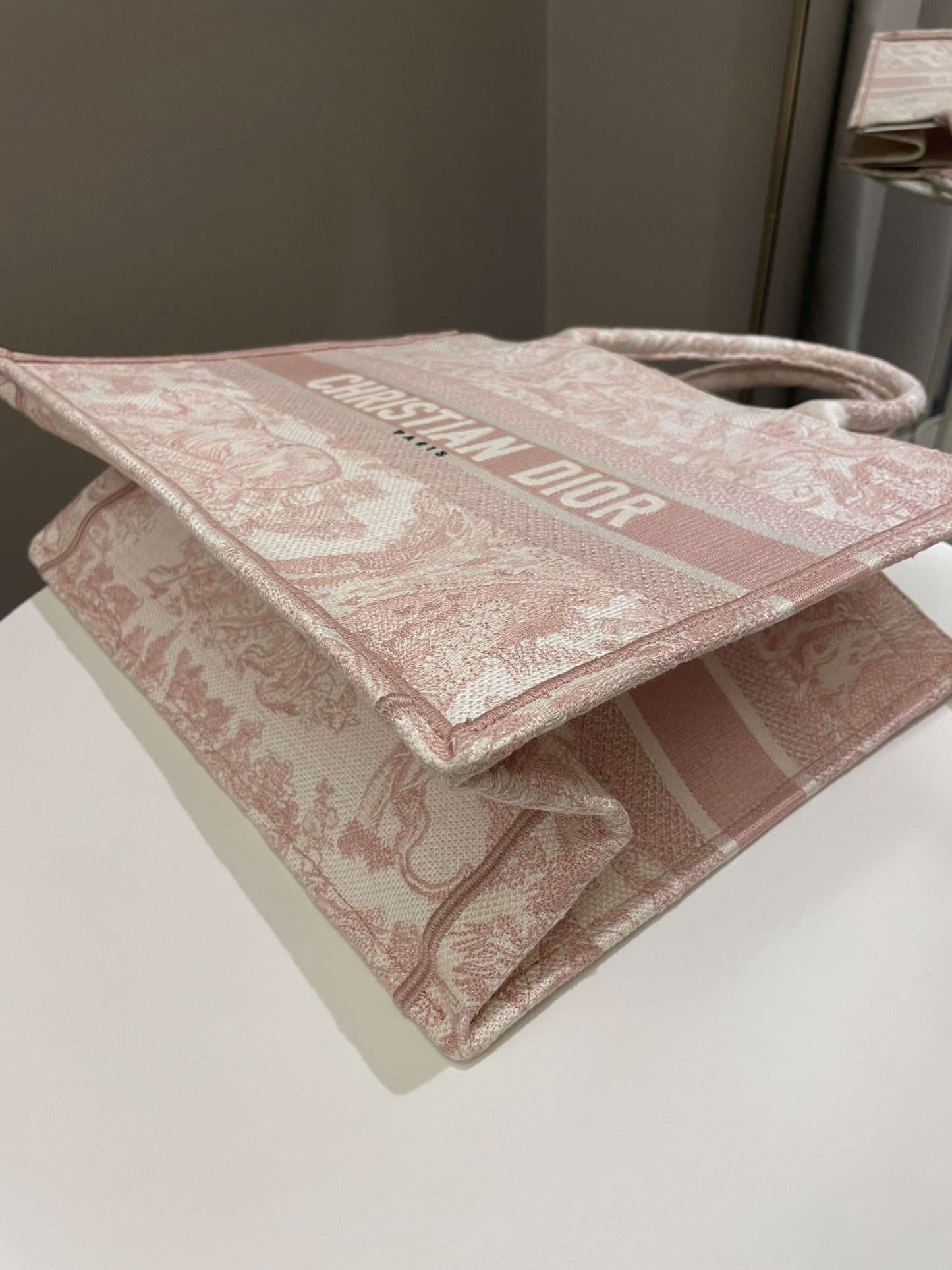 Dior Toile De Jouy Book Tote Pink Embroidery