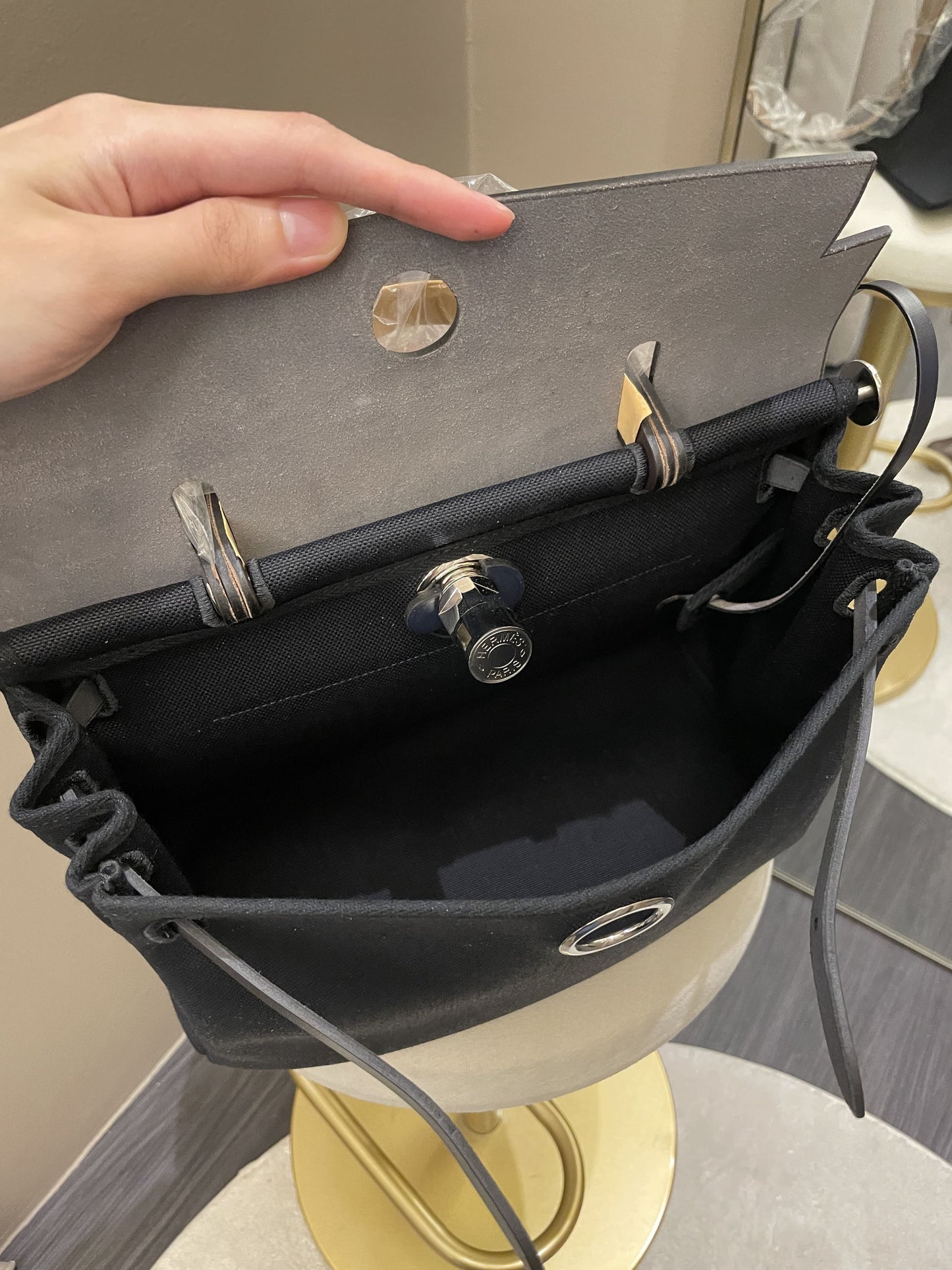 Hermes Herbag Zip 31 Bleu/ Noir