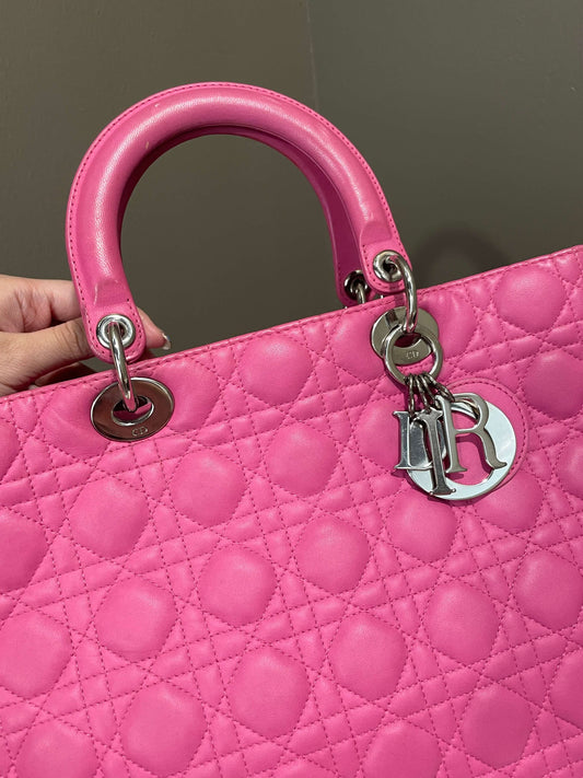 Dior Lady Dior Large Bubblegum Pink Lambskin