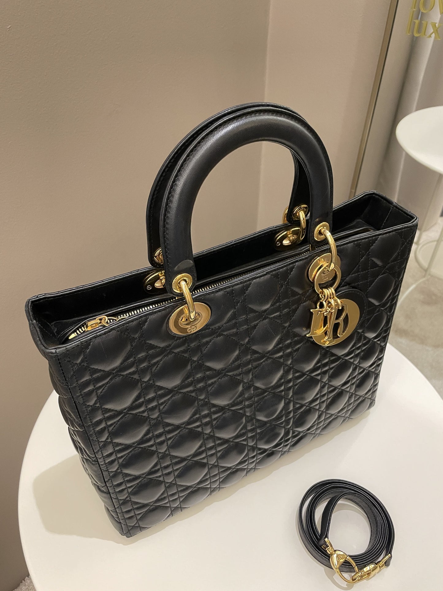 Dior Lady Dior Large Black Lambskin