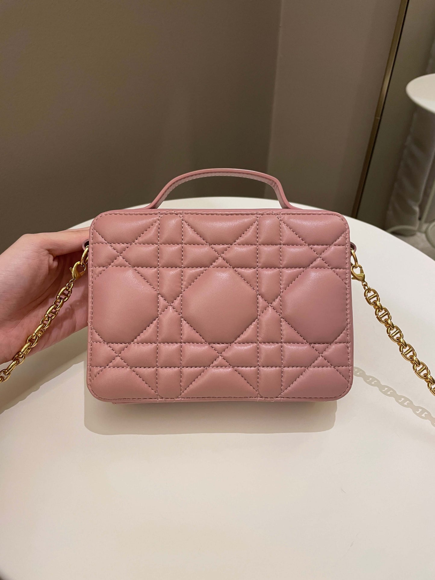 Dior Caro Box Bag Pink Calfskin