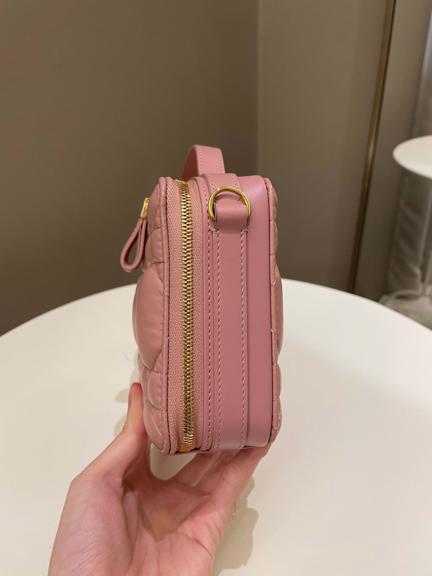 Dior Caro Box Bag Pink Calfskin