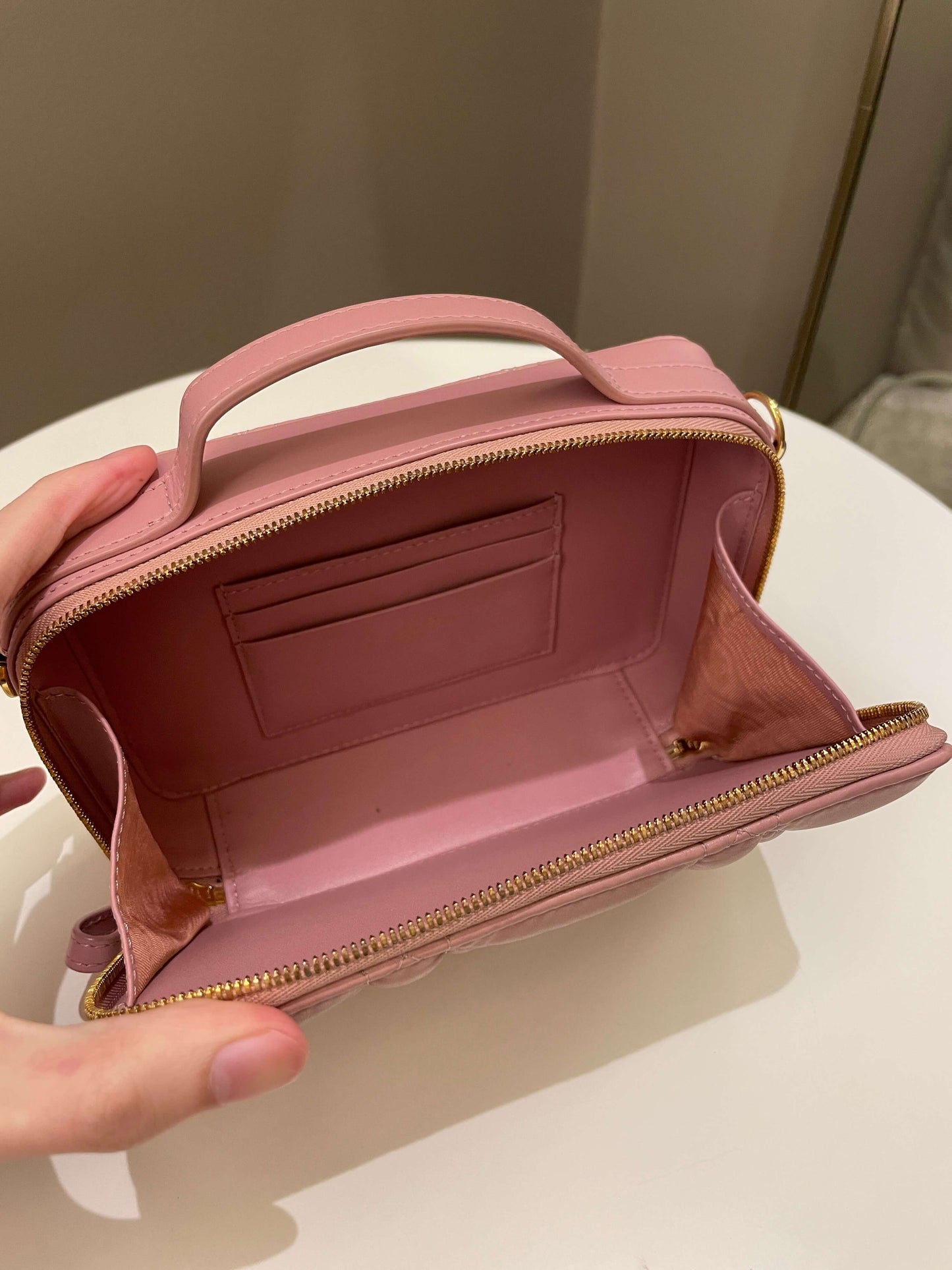 Dior Caro Box Bag Pink Calfskin