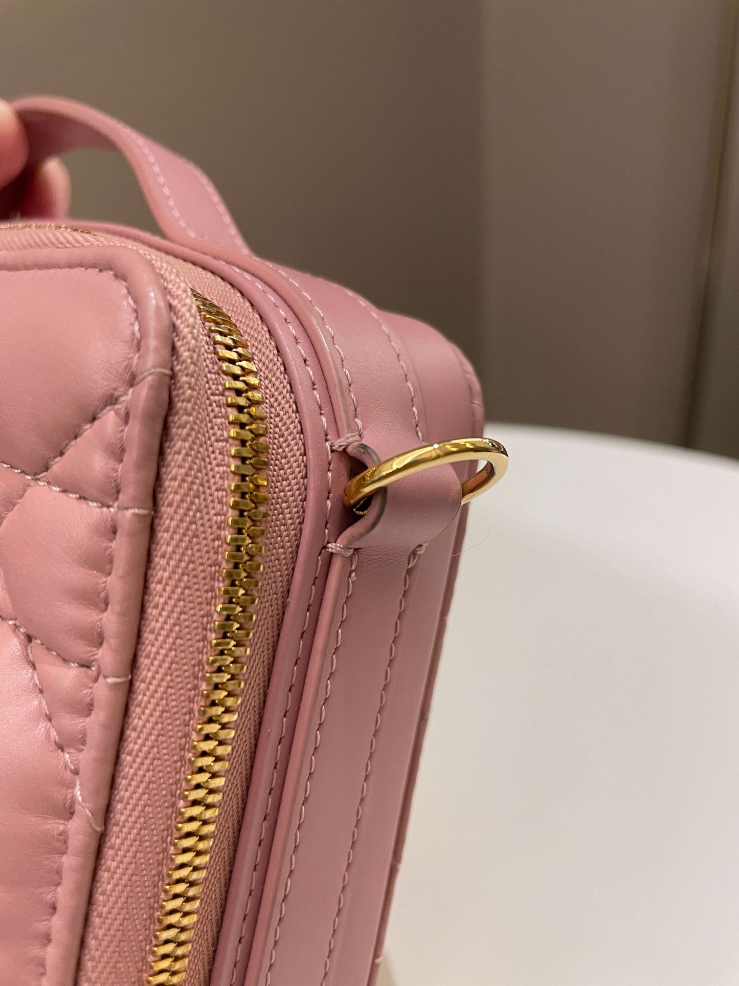 Dior Caro Box Bag Pink Calfskin