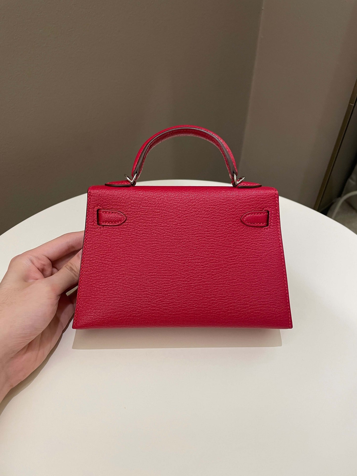 Hermes Mini Kelly 20 Rouge Casaque / Pink Chèvre