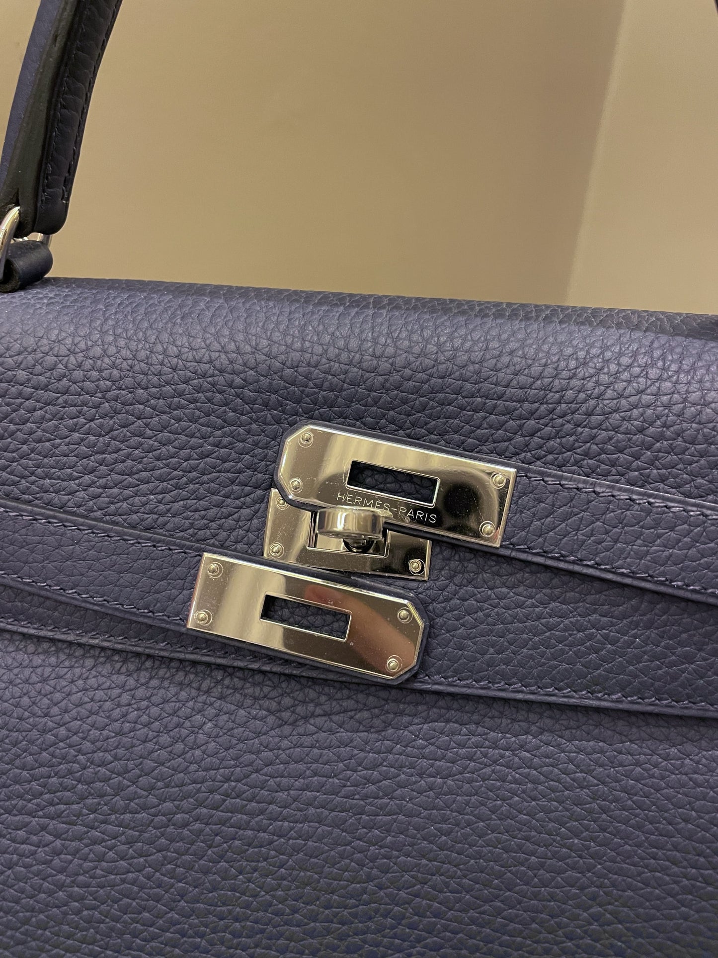 Hermes Kelly Retourne 35 Bleu Saphir Clemence