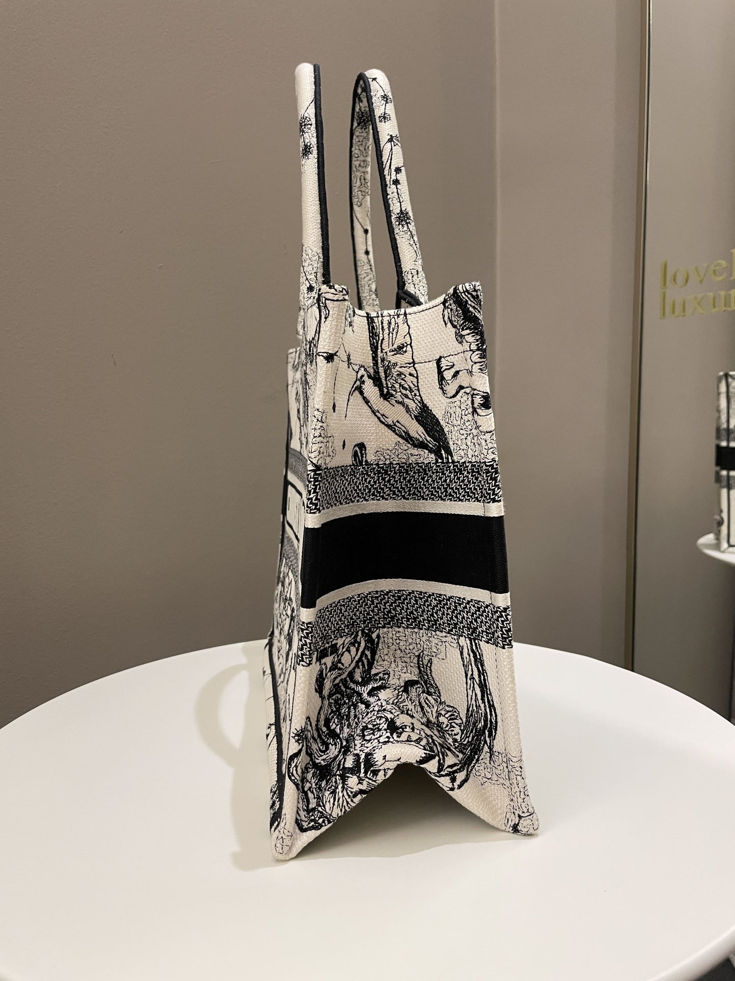 Dior Toile De Jouy Zodiac Book Tote Black/ White Embroidery