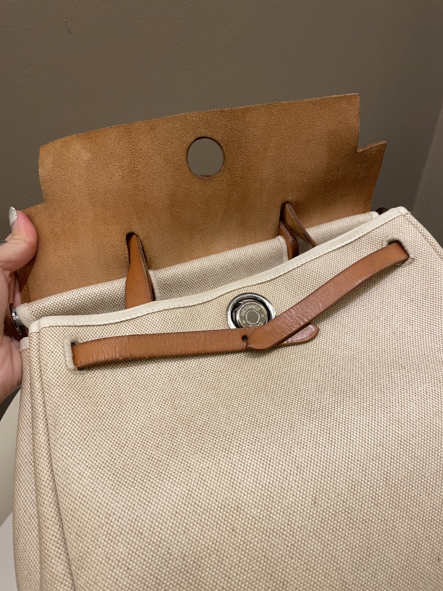 Hermes Herbag 31 Backpack/Shoulder Beige Canvas